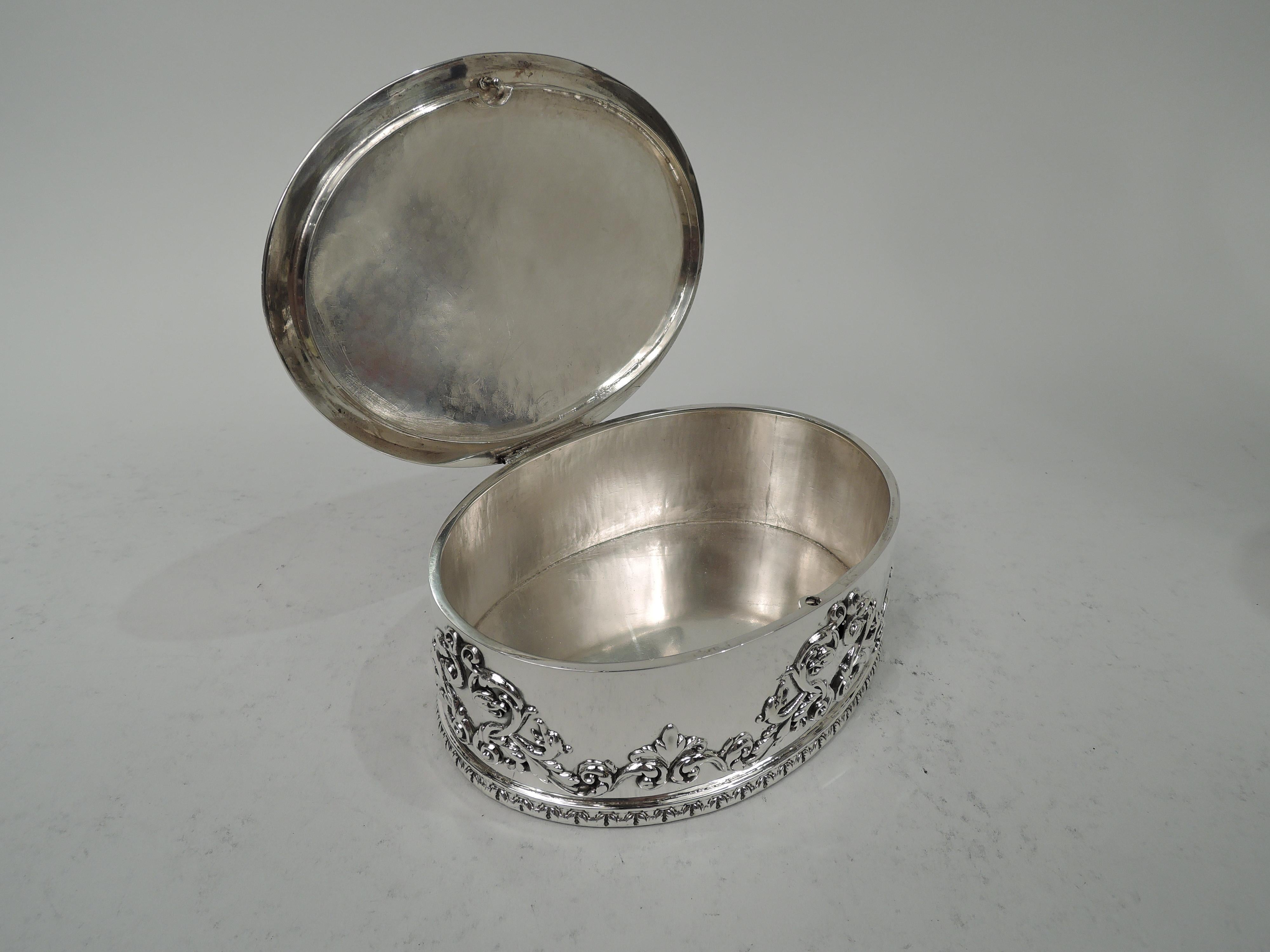 Early 20th Century Antique Howard Edwardian Classical Sterling Silver Trinket Box For Sale