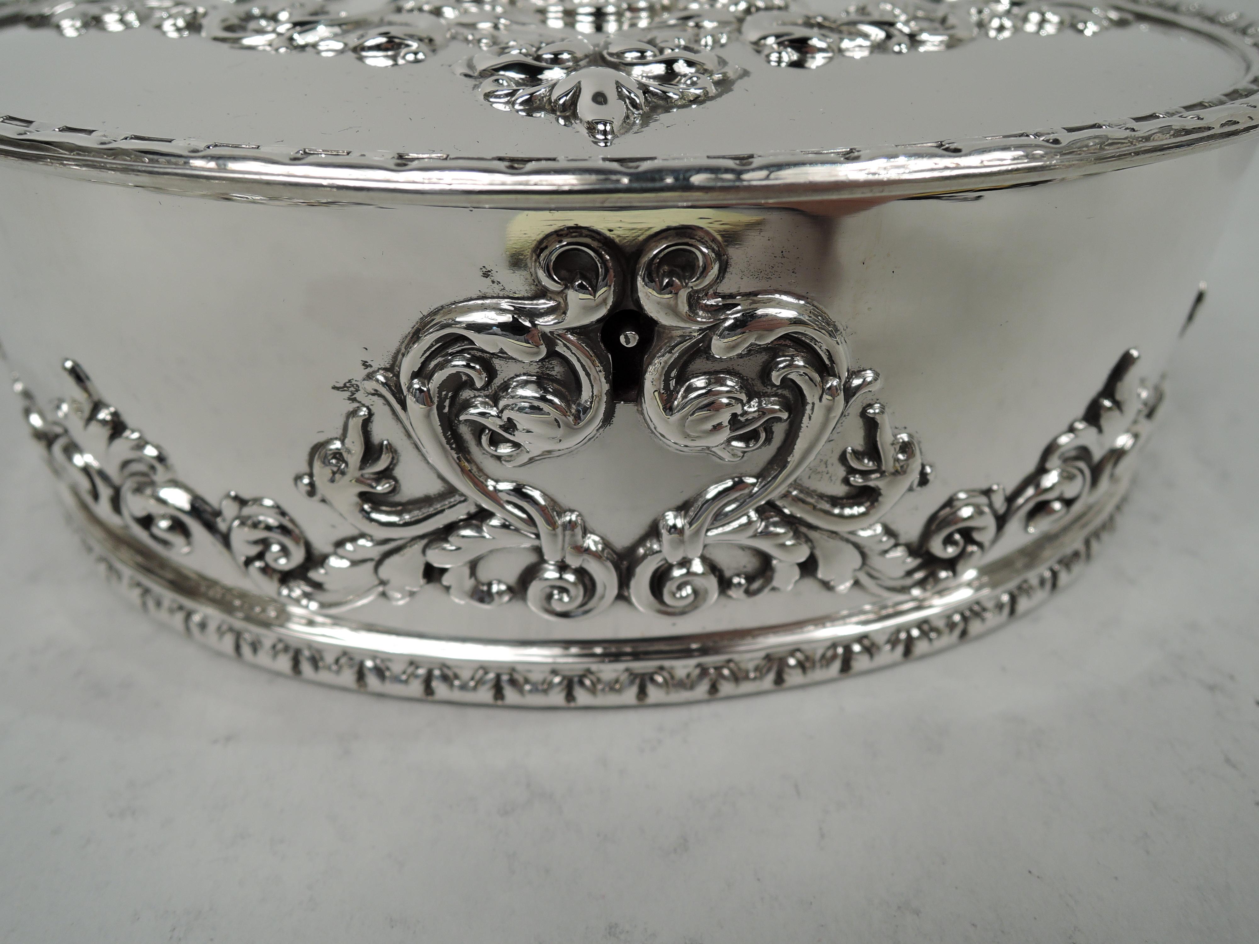 Antique Howard Edwardian Classical Sterling Silver Trinket Box For Sale 2