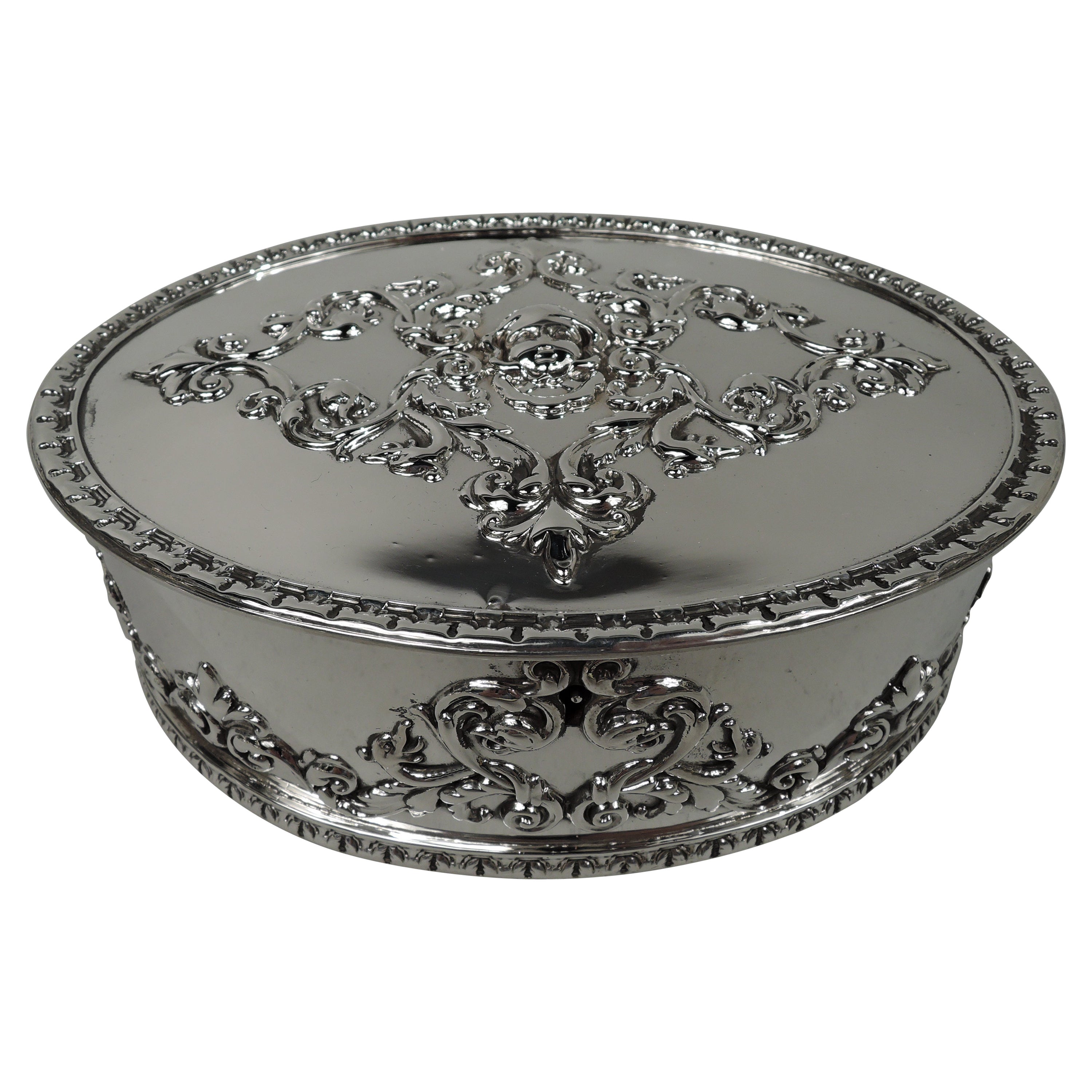 Boîte à bijoux antique classique édouardienne en argent sterling Howard