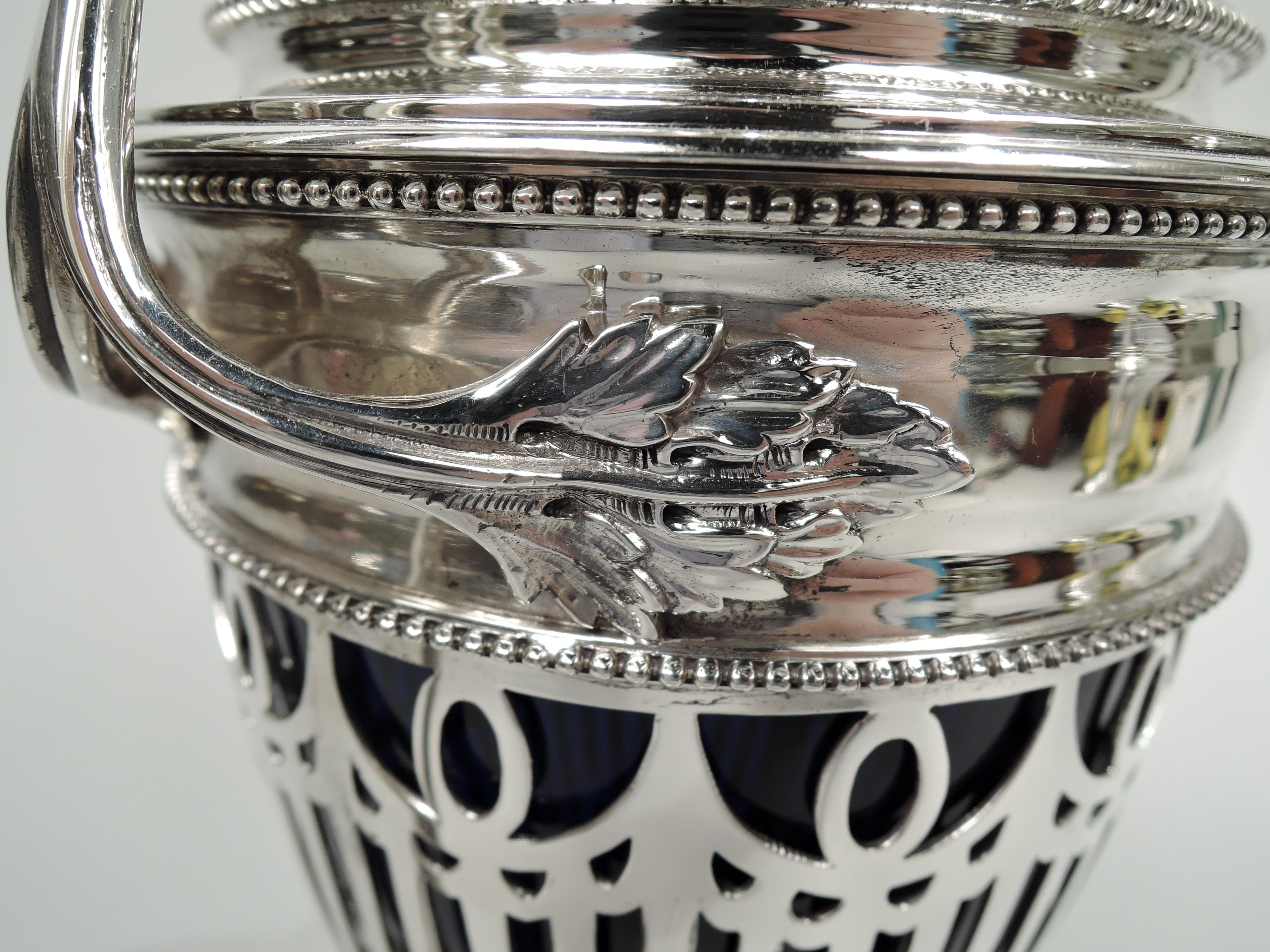 Antiguo Howard Edwardian Urna neoclásica con tapa de plata de ley Plata esterlina en venta