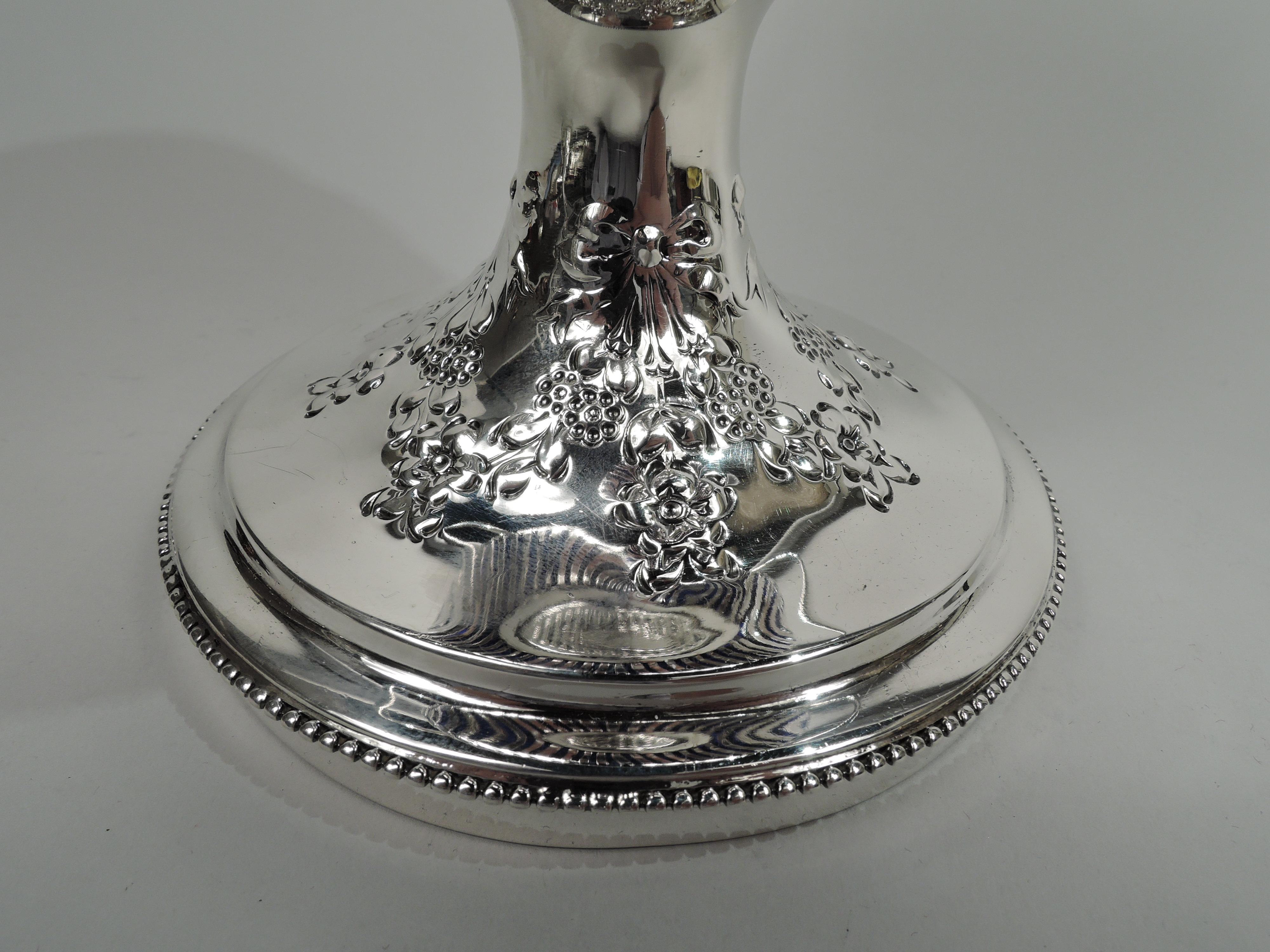 Glass Antique Howard Edwardian Neoclassical Sterling Silver Covered Urn