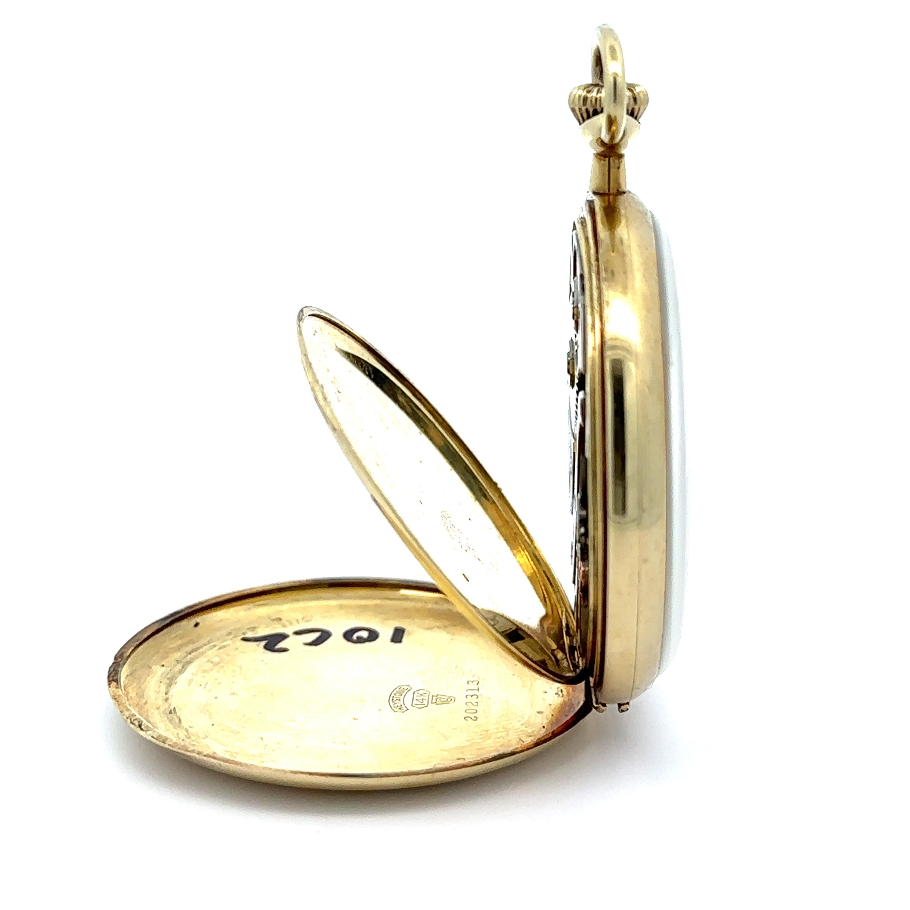 Antique Howard Keystone 14k Gold 45mm Open Face Pocket Watch Size 12s Model 1912 For Sale 6