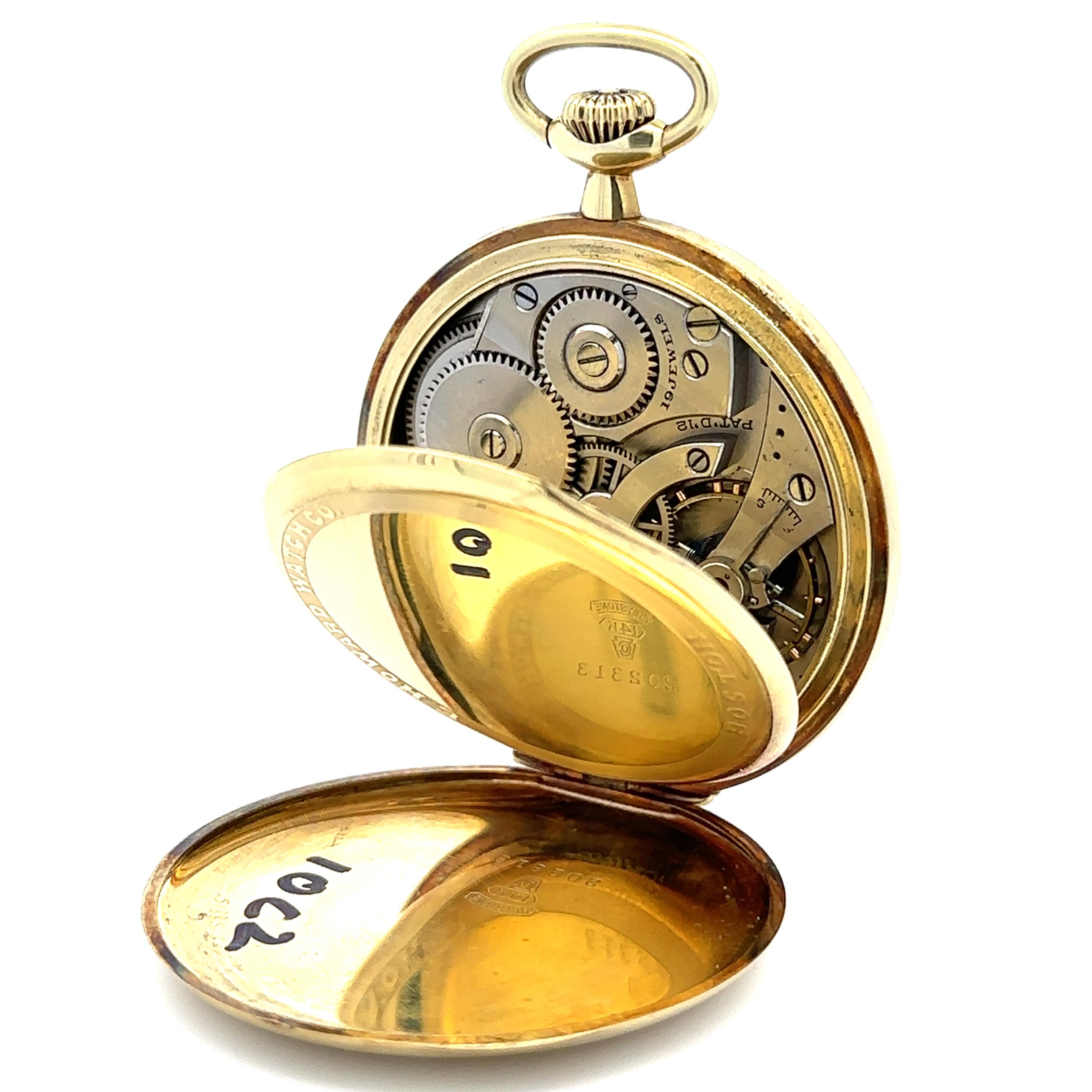 Antique Howard Keystone 14k Gold 45mm Open Face Pocket Watch Size 12s Model 1912 For Sale 7