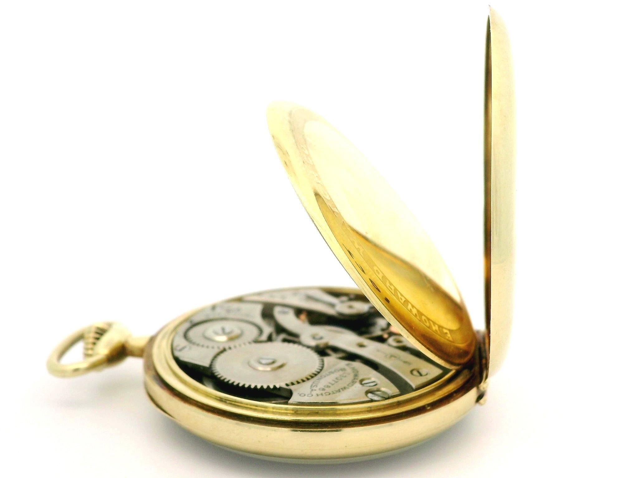 Women's or Men's Antique Howard Keystone 14k Gold 45mm Open Face Pocket Watch Size 12s Model 1912 For Sale