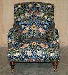 Antique Howard & Sons Bridgewater Armchair William Morris Strawberry Thief