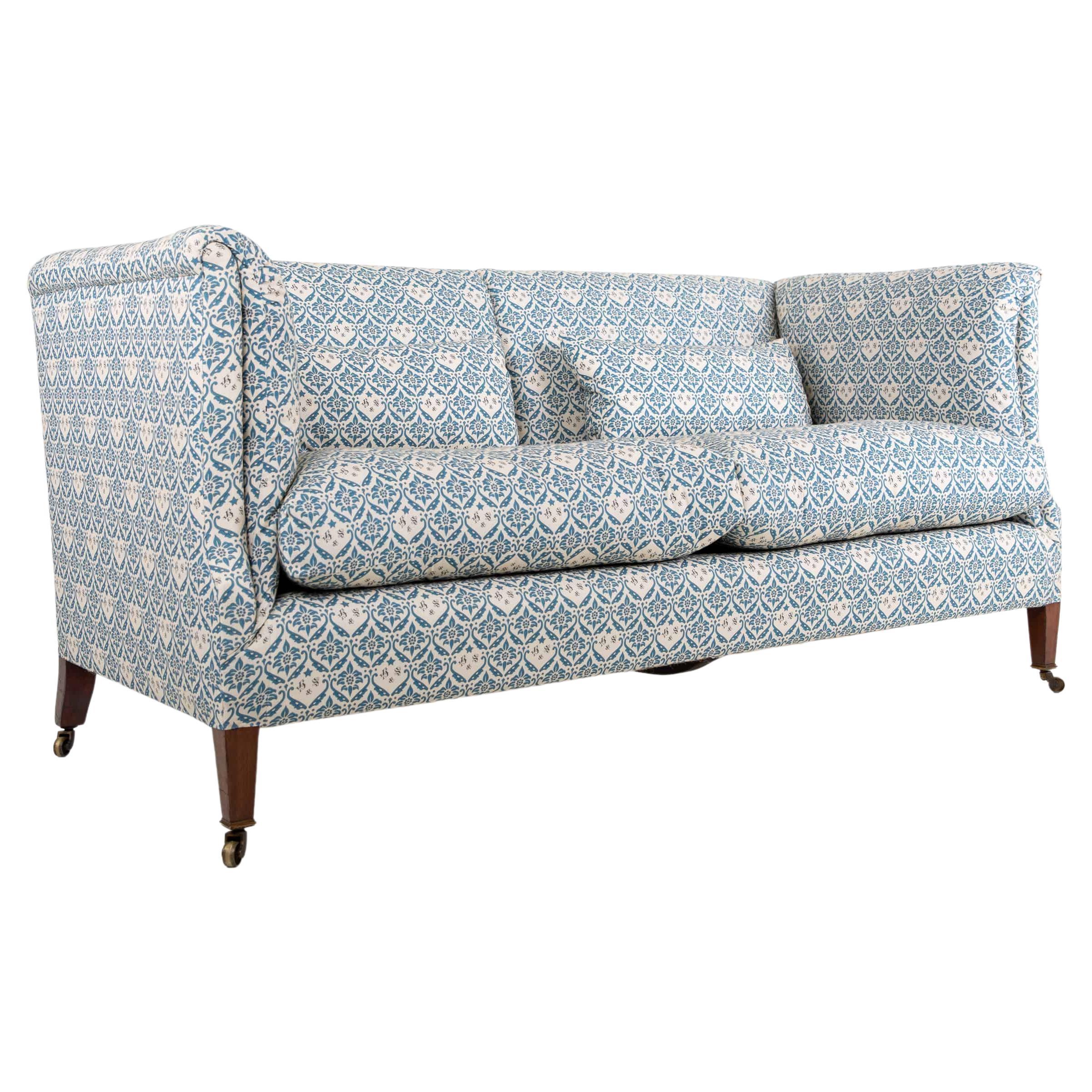 Antique English Country House Howard & Sons 'Castellane' Sofa Settee, C.1920