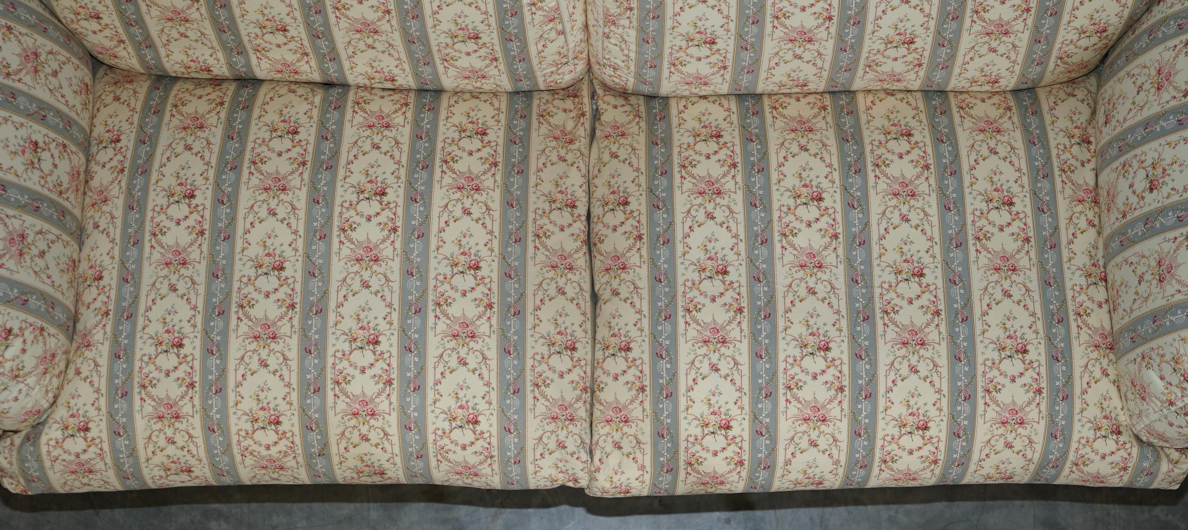 Antique Howard & Sons Portarlington Large Sofa Original Ticking Upholstery For Sale 1