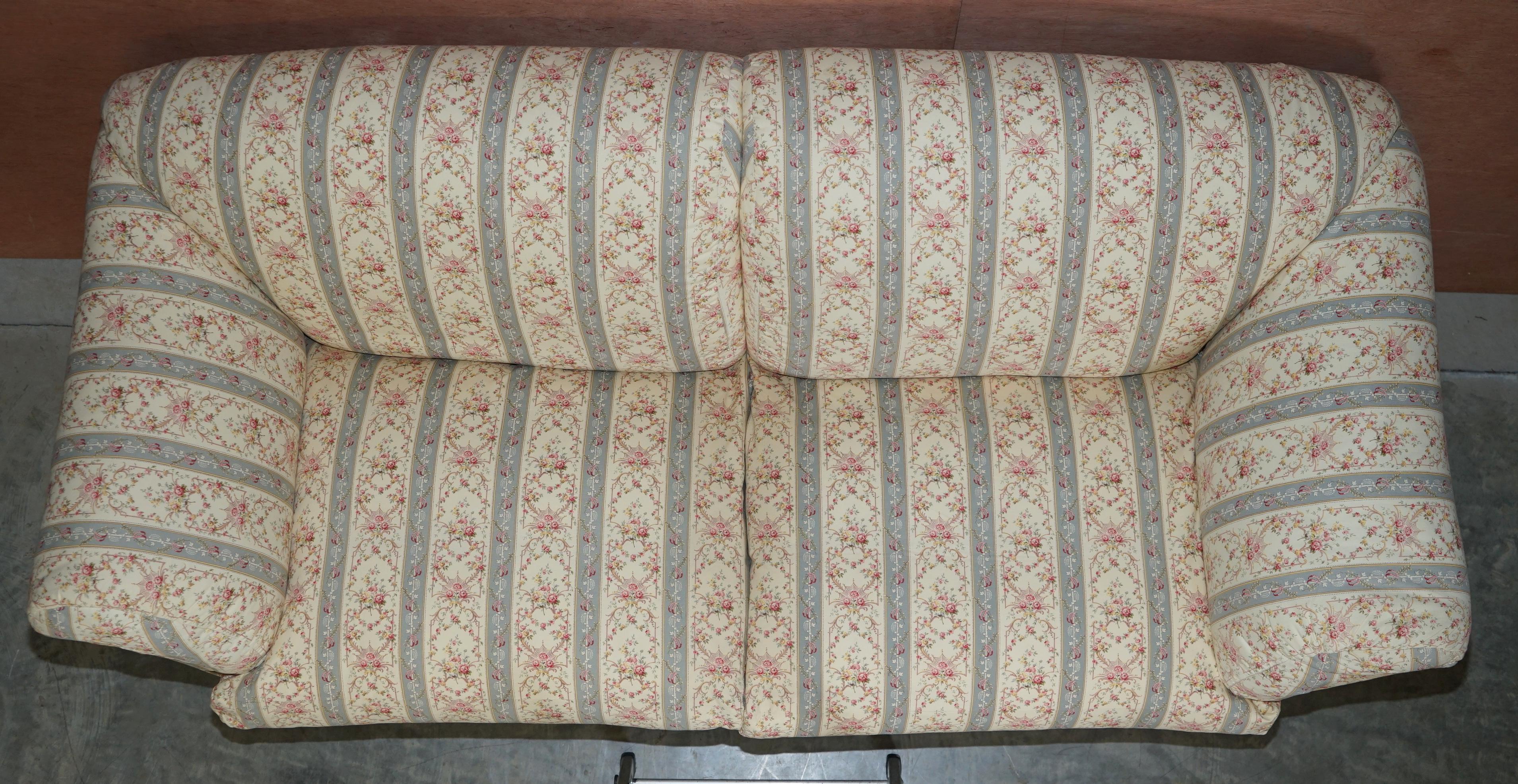 Early 20th Century Antique Howard & Sons Portarlington Large Sofa Original Ticking Upholstery For Sale