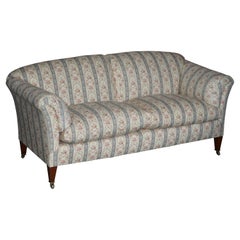 Antique Howard & Sons Portarlington Large Sofa Original Ticking Upholstery