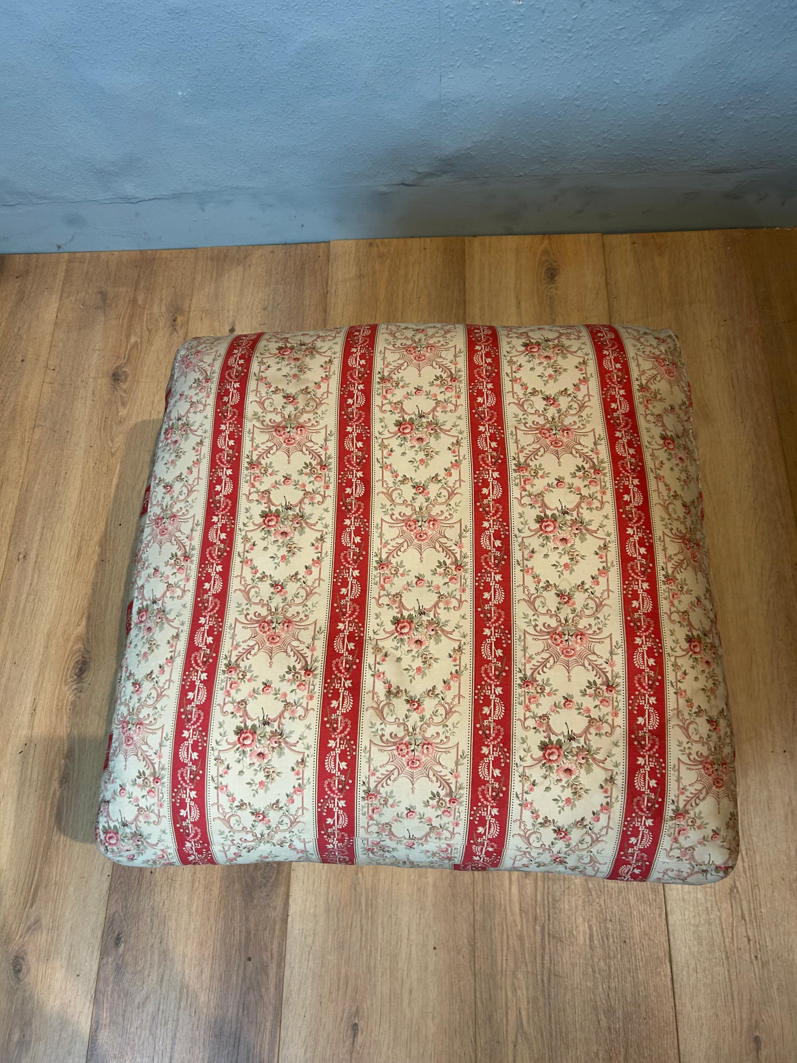 Country Antique Howard & Sons Upholstered Stool For Sale