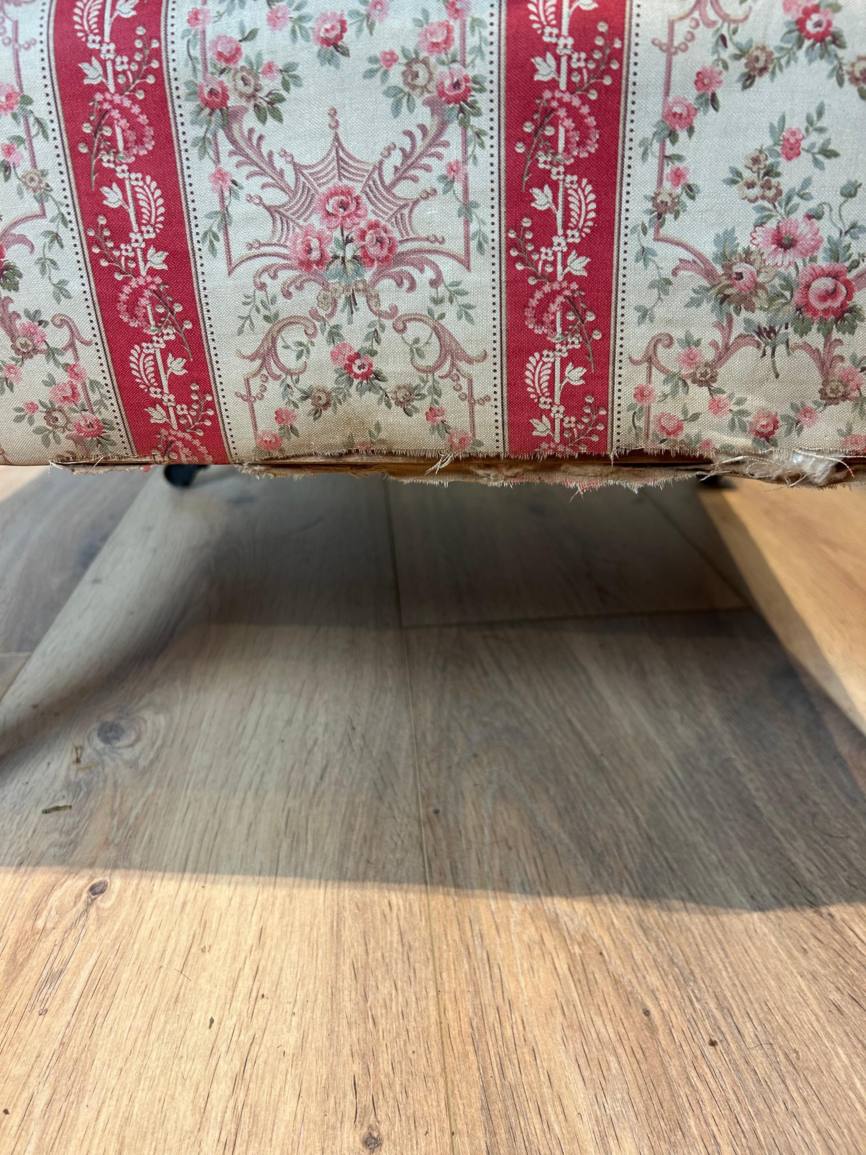 English Antique Howard & Sons Upholstered Stool For Sale