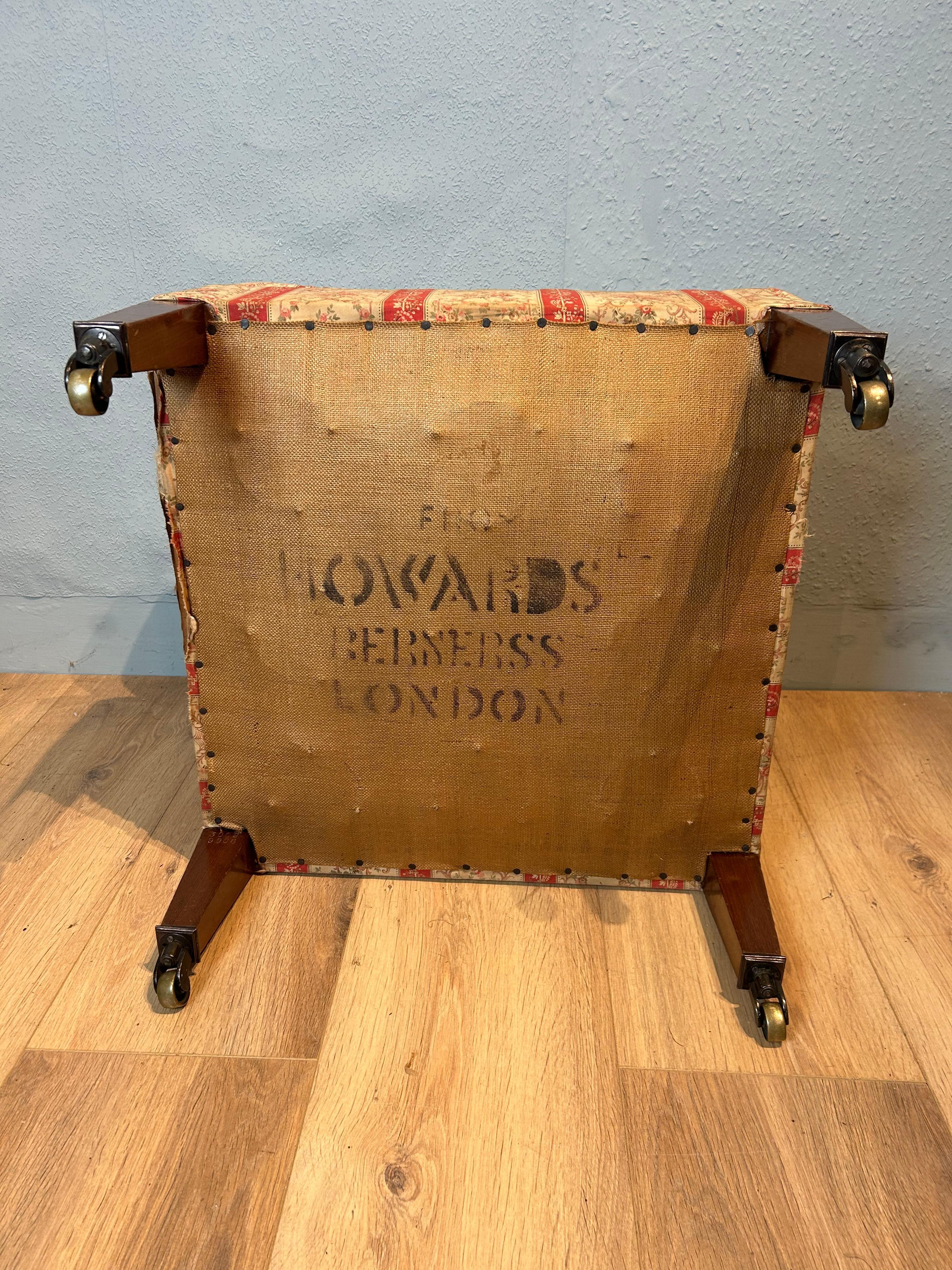 Antique Howard & Sons Upholstered Stool In Good Condition For Sale In Sherborne, GB