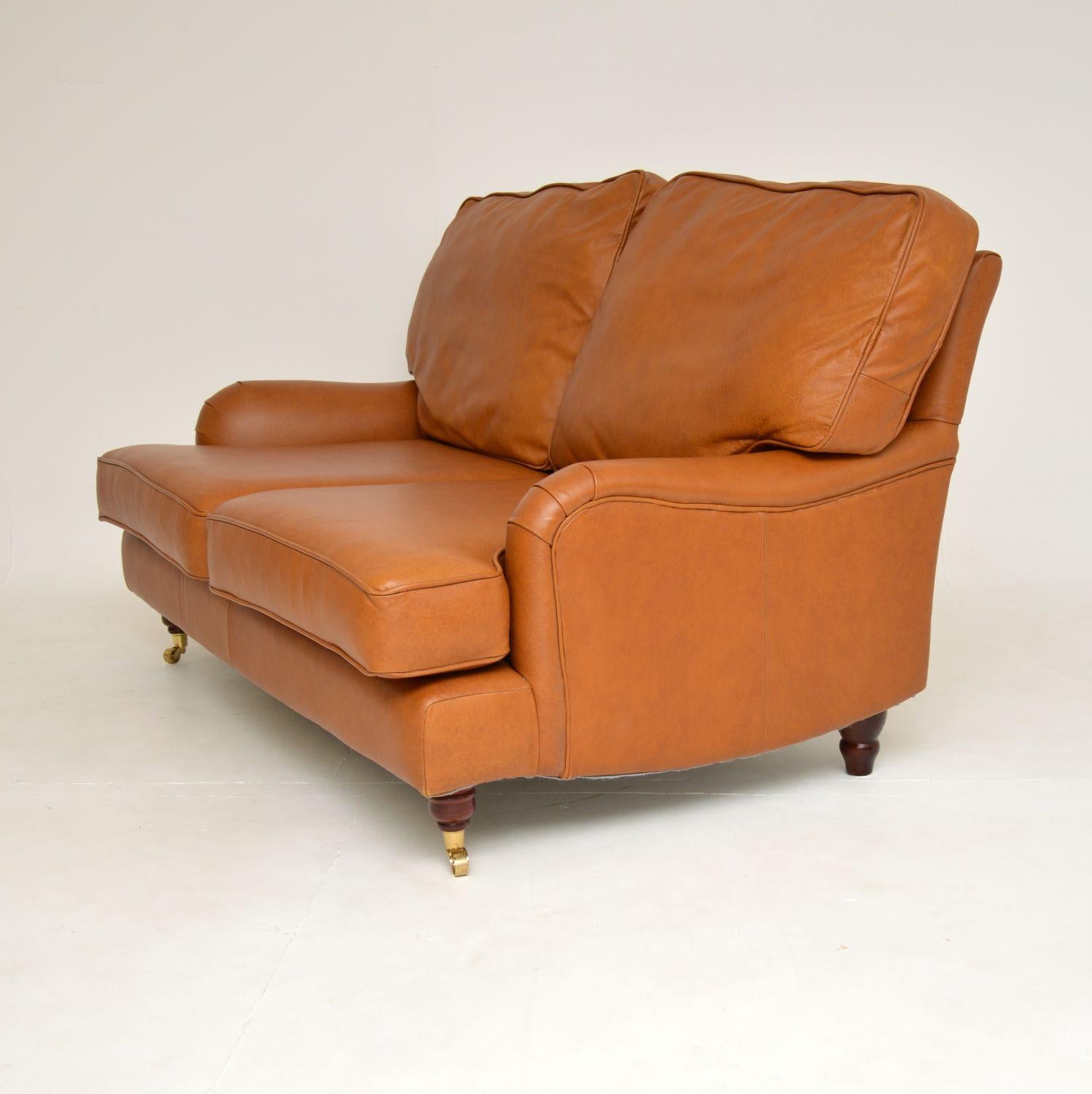 English Antique Howard Style Leather Sofa