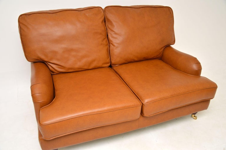 Antique Howard Style Leather Sofa For Sale at 1stDibs