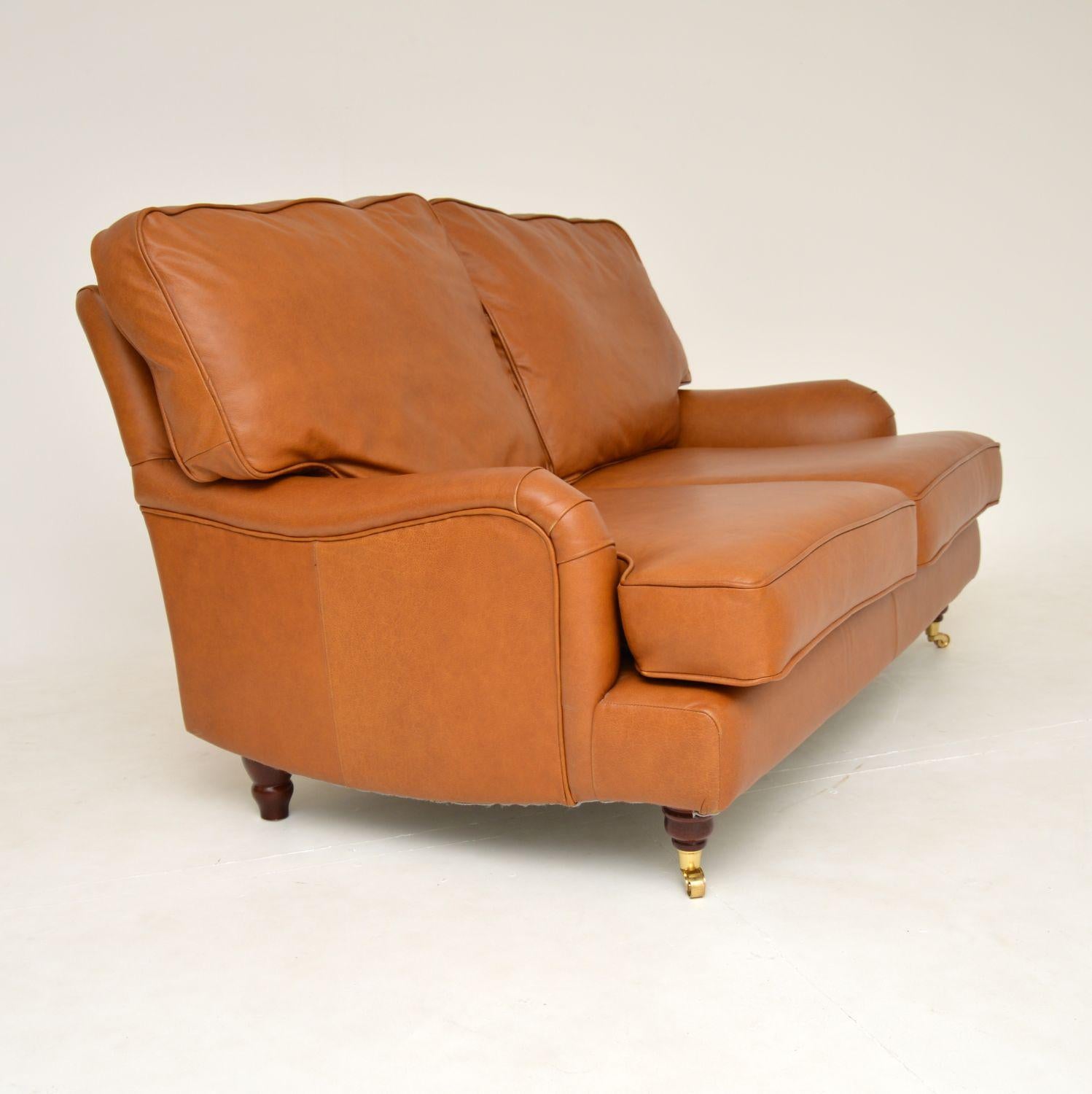 20th Century Antique Howard Style Leather Sofa