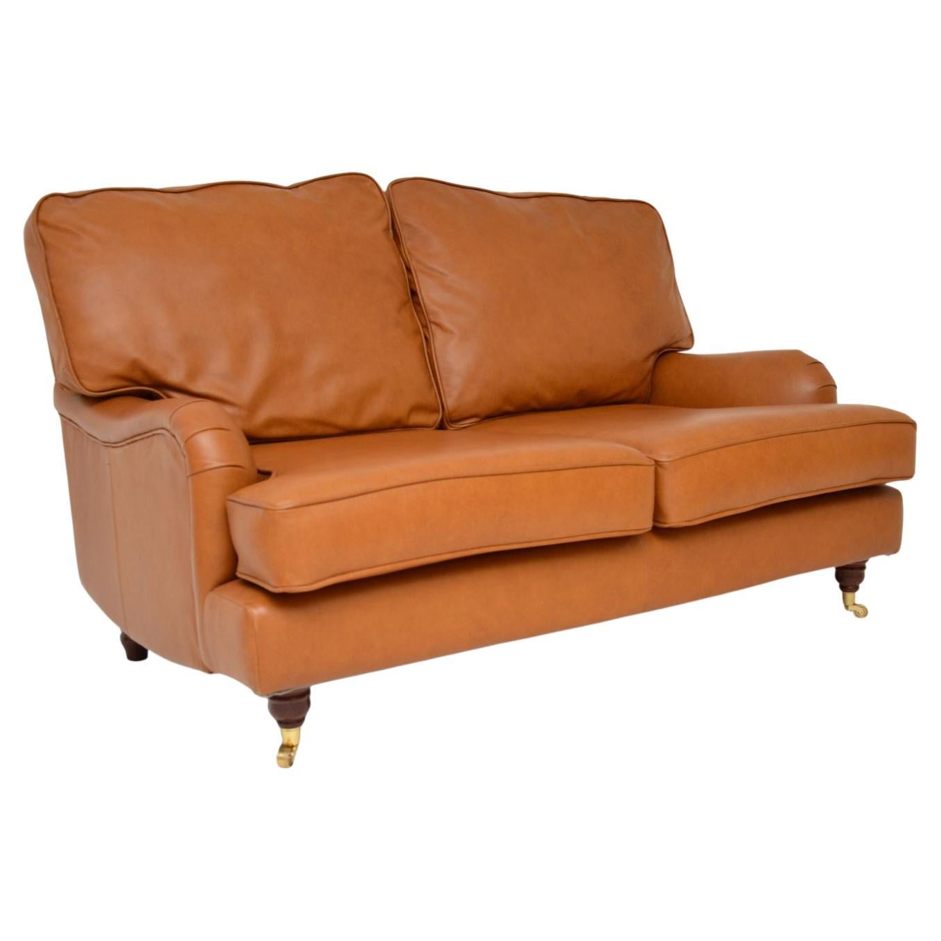 Antique Howard Style Leather Sofa