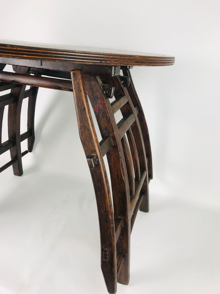 Antique Howdah Wooden Elephant Saddle Round Top Table For Sale at 1stDibs