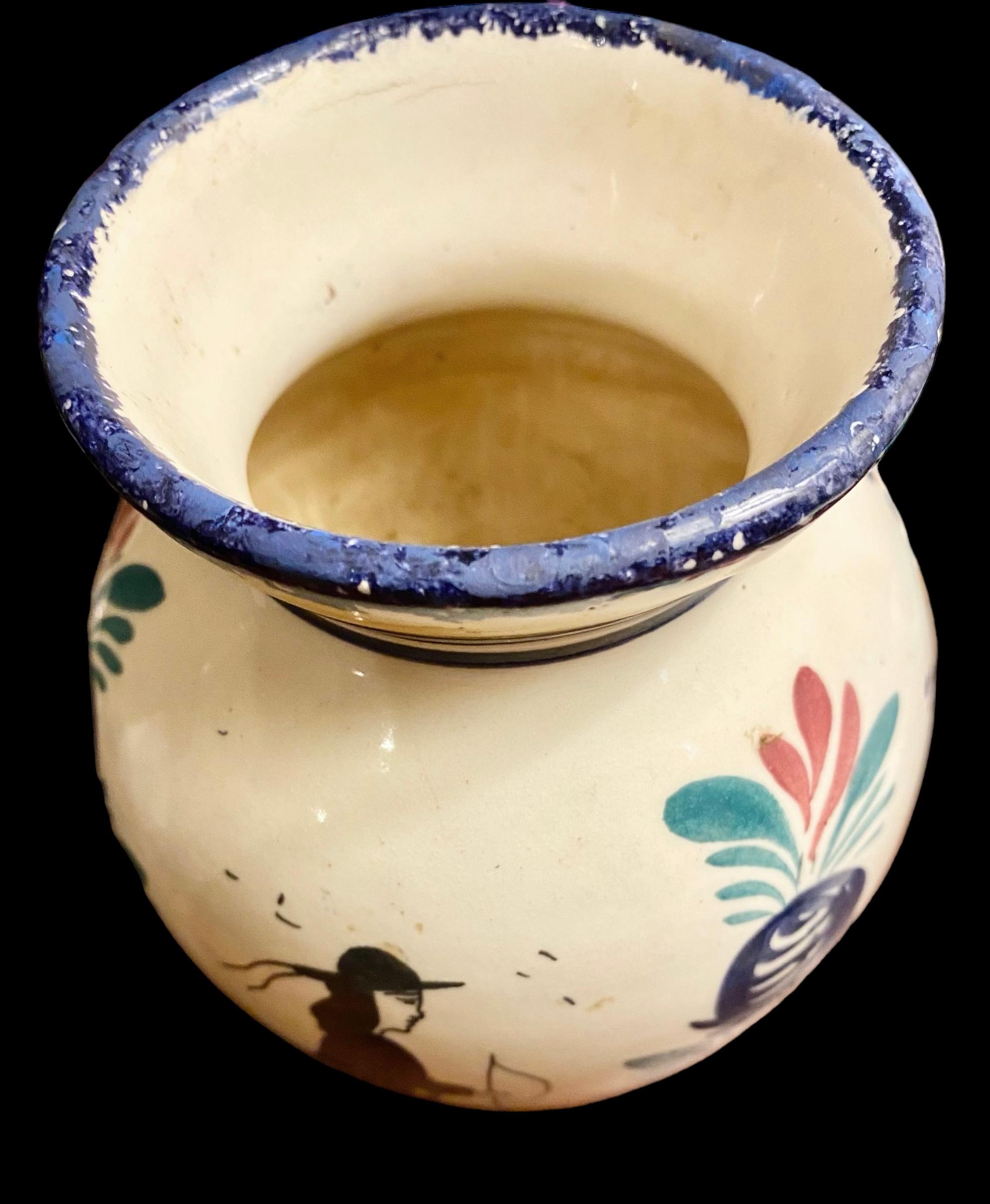 Jarrón Vintage HR Quimper de loza francesa en venta 8