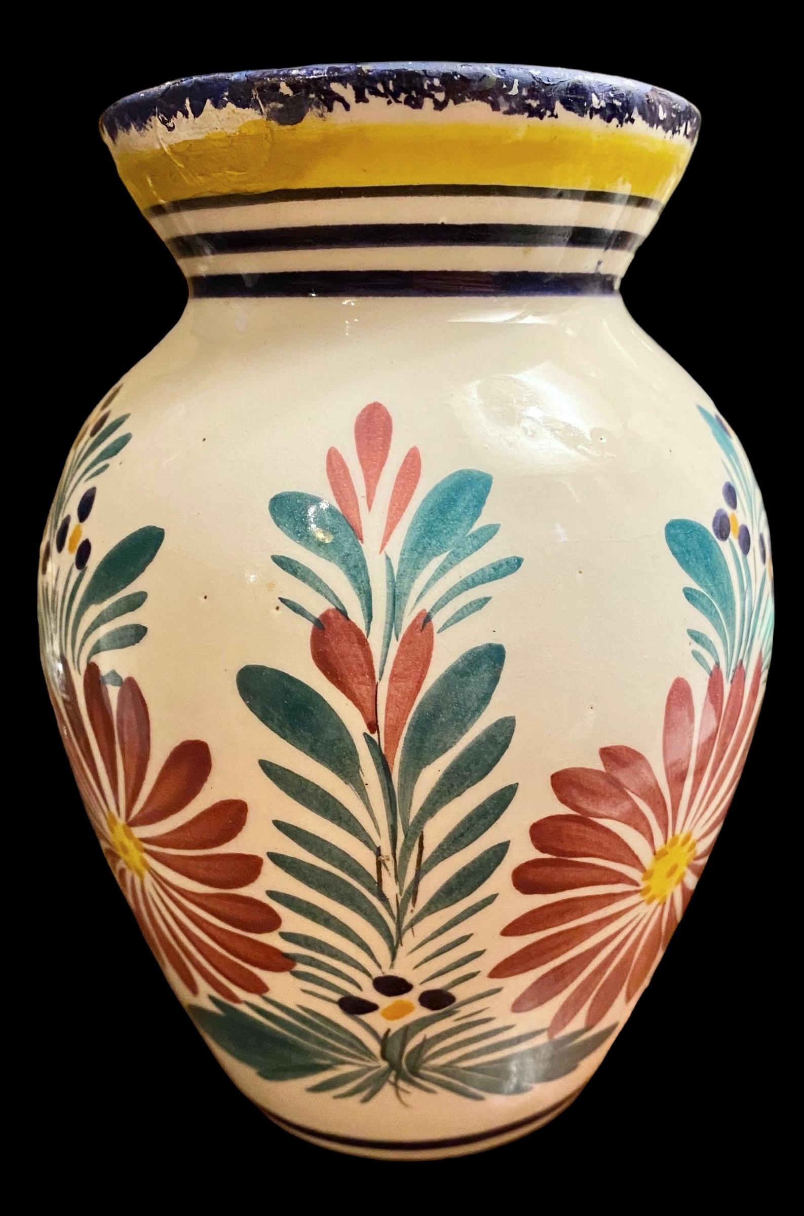 Jarrón Vintage HR Quimper de loza francesa Hecho a mano en venta