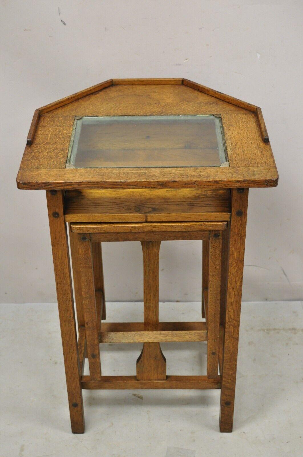 Antique H.T. Cushman Betumal Oak Telephone Stand Small Child's Desk For Sale 2