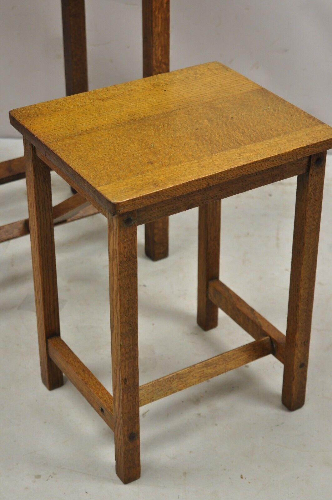 Early 20th Century Antique H.T. Cushman Betumal Oak Telephone Stand Small Child's Desk For Sale