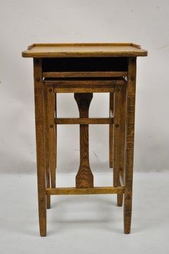 Antique H.T Cushman Oak " Betumal" Telephone Stand Small Childs Desk