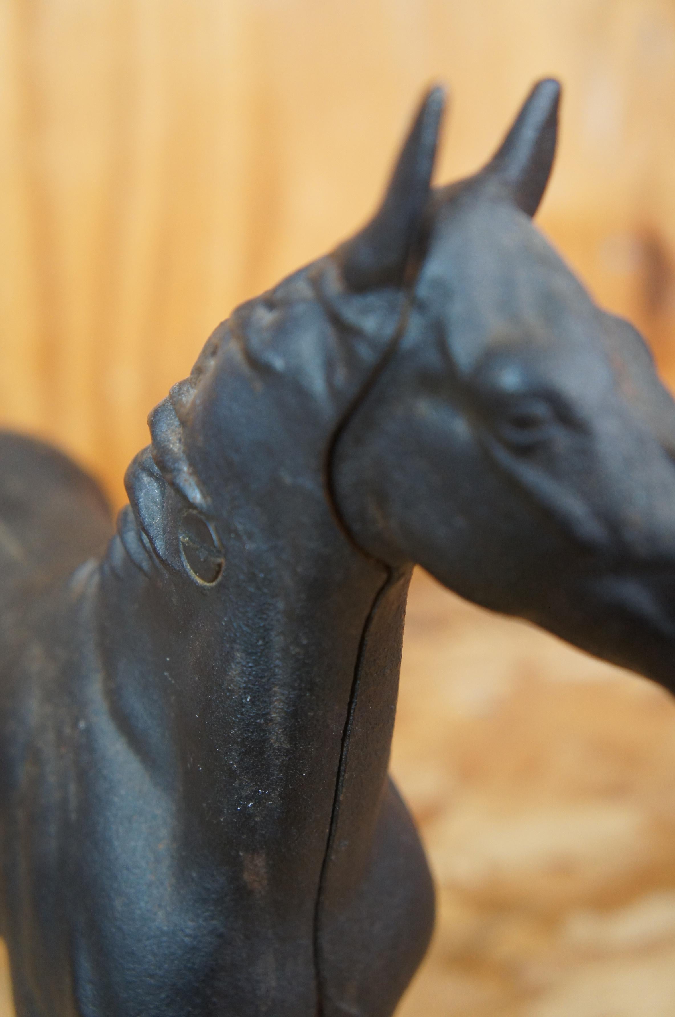 Antique Hubley Black Cast Iron Horse Door Stop Equestrian Figurine Statue 6
