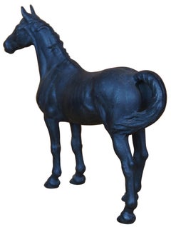 Antique Hubley Black Cast Iron Horse Door Stop Equestrian Figurine Statue