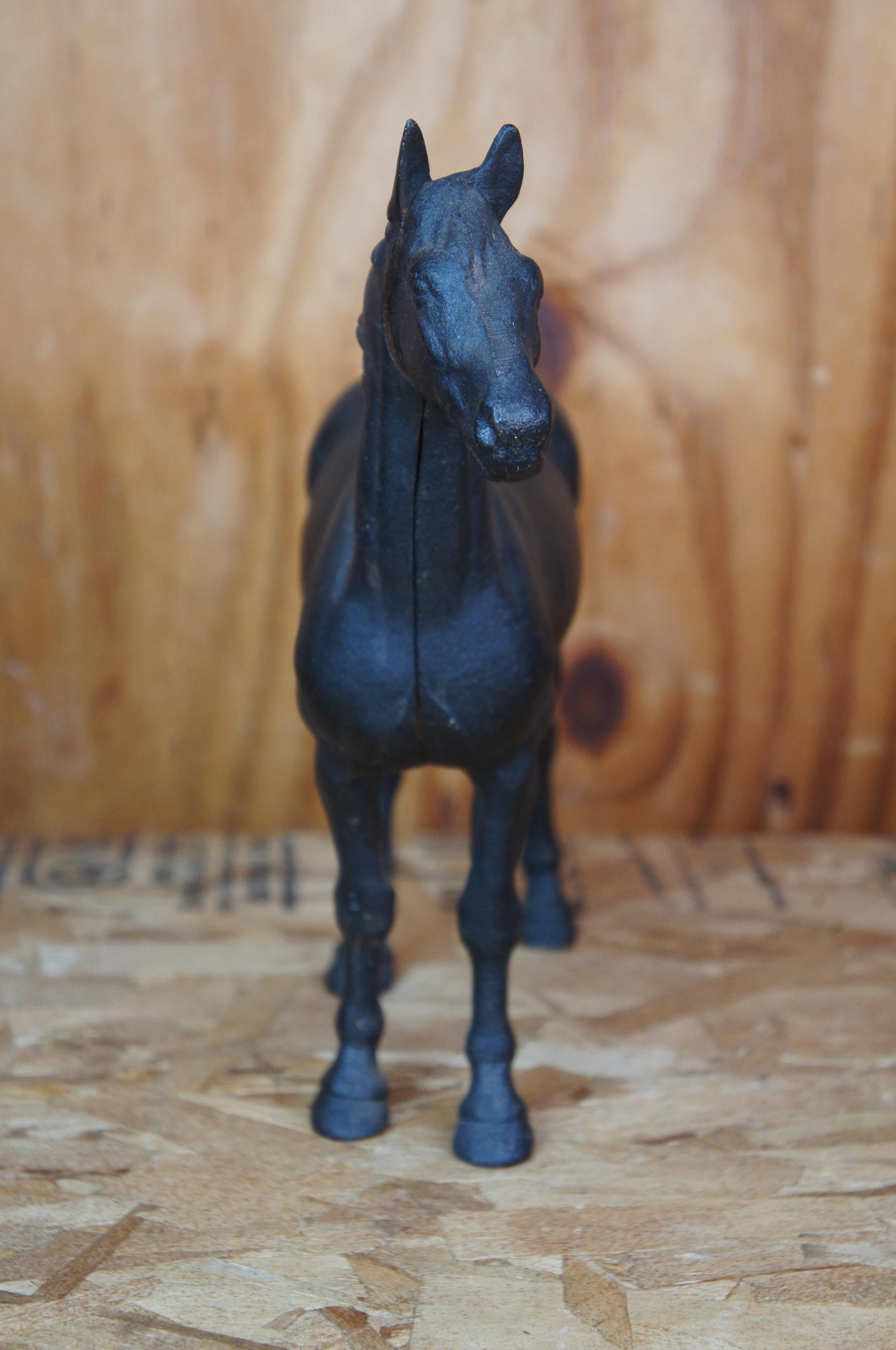 Antique Hubley Black Cast Iron Horse Door Stop Equestrian Figurine Statue 2