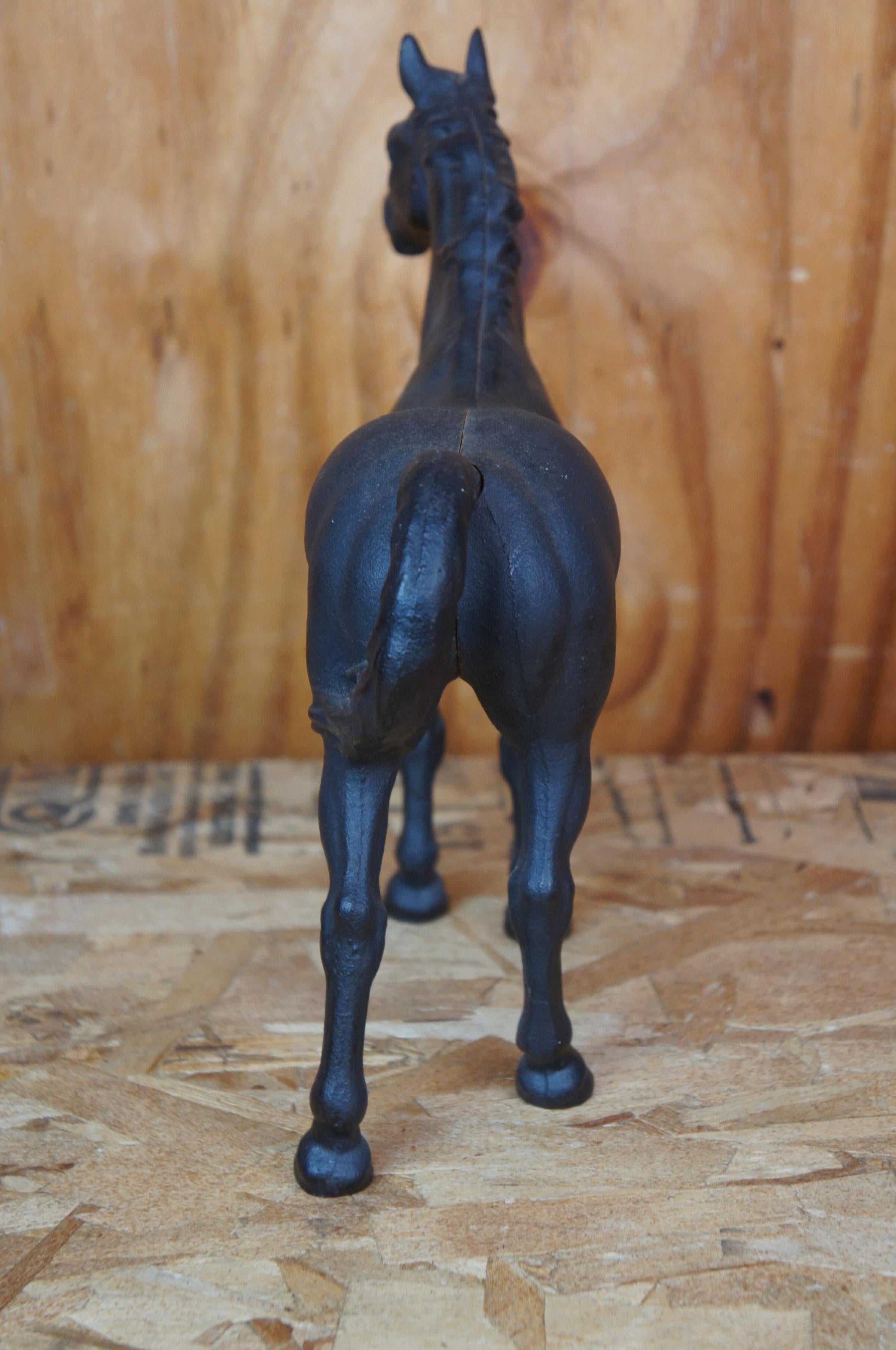 Antique Hubley Black Cast Iron Horse Door Stop Equestrian Figurine Statue 3