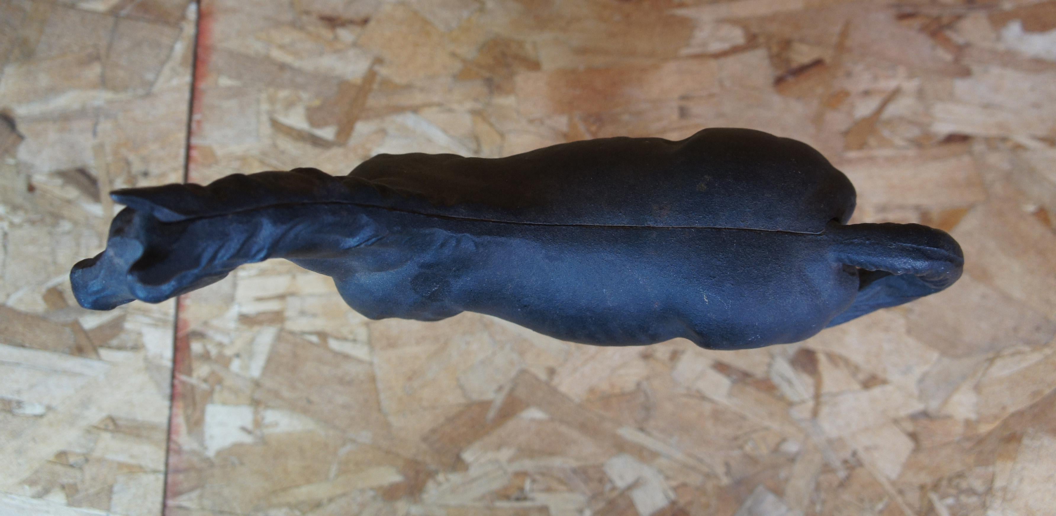 Antique Hubley Black Cast Iron Horse Door Stop Equestrian Figurine Statue 4