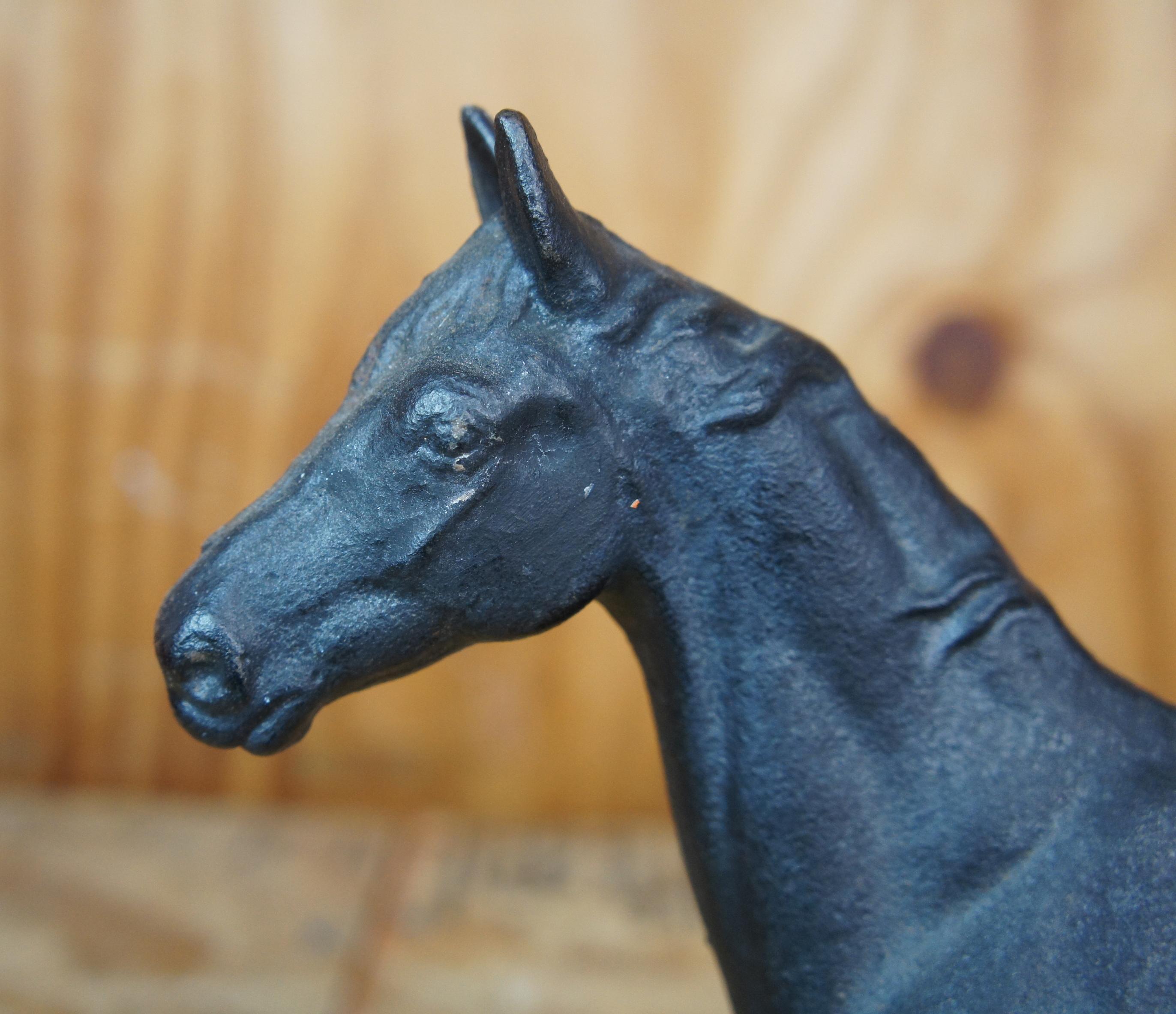 Antique Hubley Black Cast Iron Horse Door Stop Equestrian Figurine Statue 5