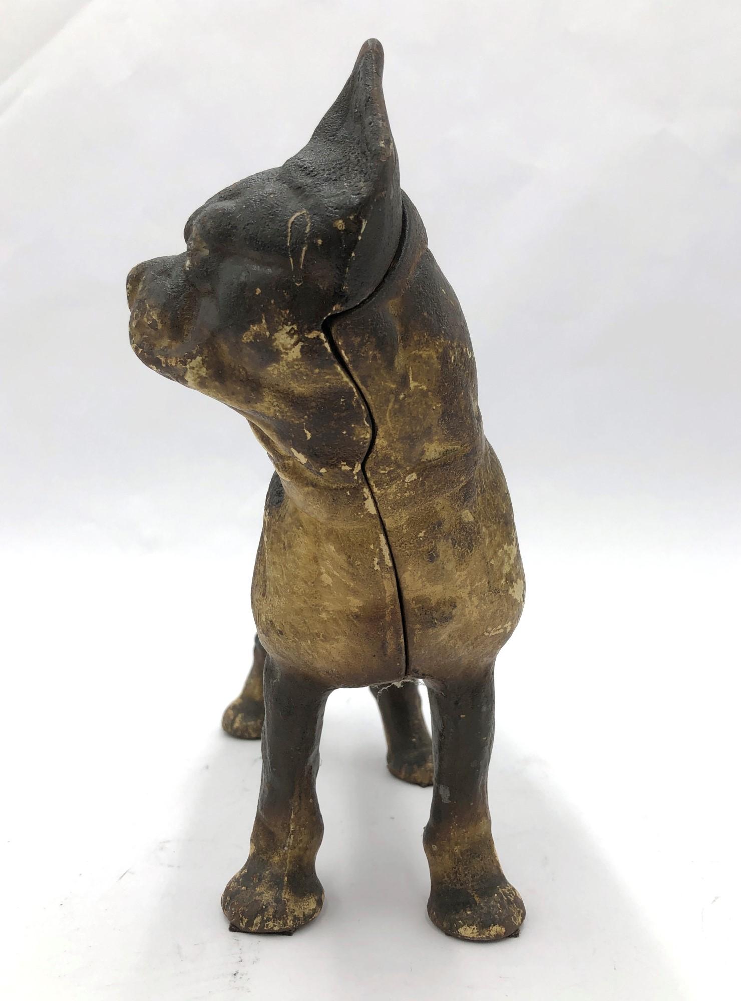 Antique Hubley Cast Iron Boston Terrier Door Stop Statue For Sale at