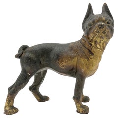 Antique Hubley Cast Iron Boston Terrier Door Stop Statue
