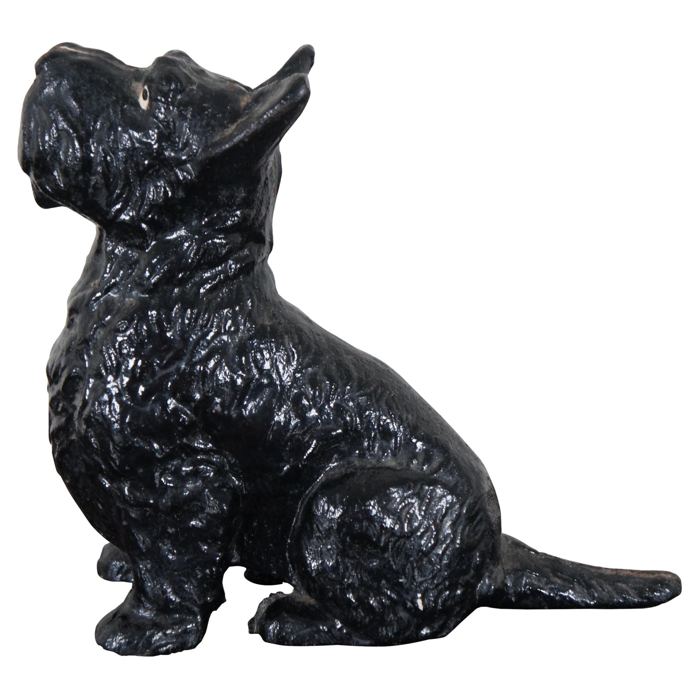 Antique Cast Iron Seated Scotty Dog Door Stop Scottish Terrier