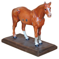 Antique Hubley Painted Cast Iron Equestrian Horse Figurine Paperweight Statue
