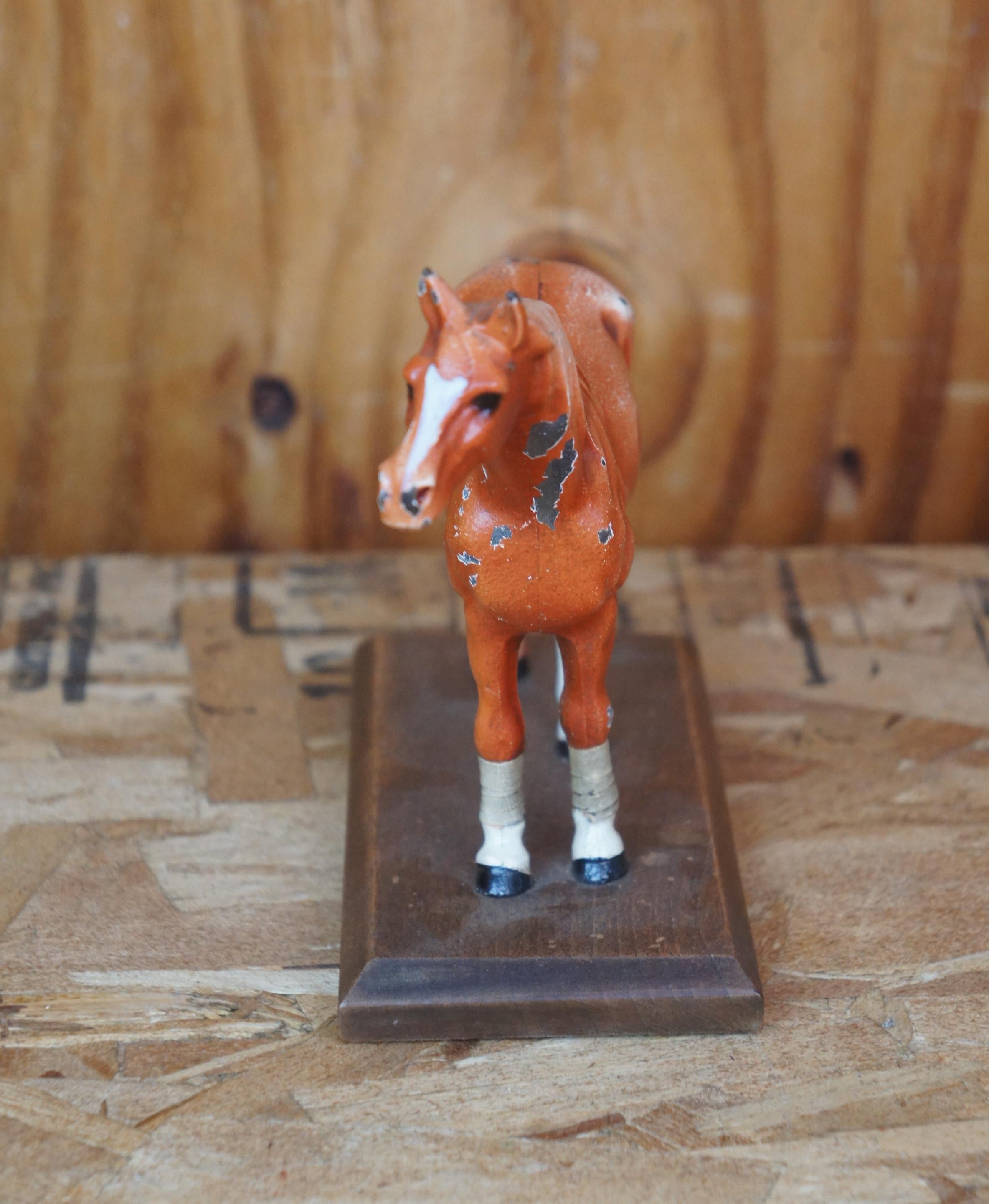 Antique Hubley Painted Cast Iron Equestrian Horse Figurine Paperweight Statue In Good Condition In Dayton, OH