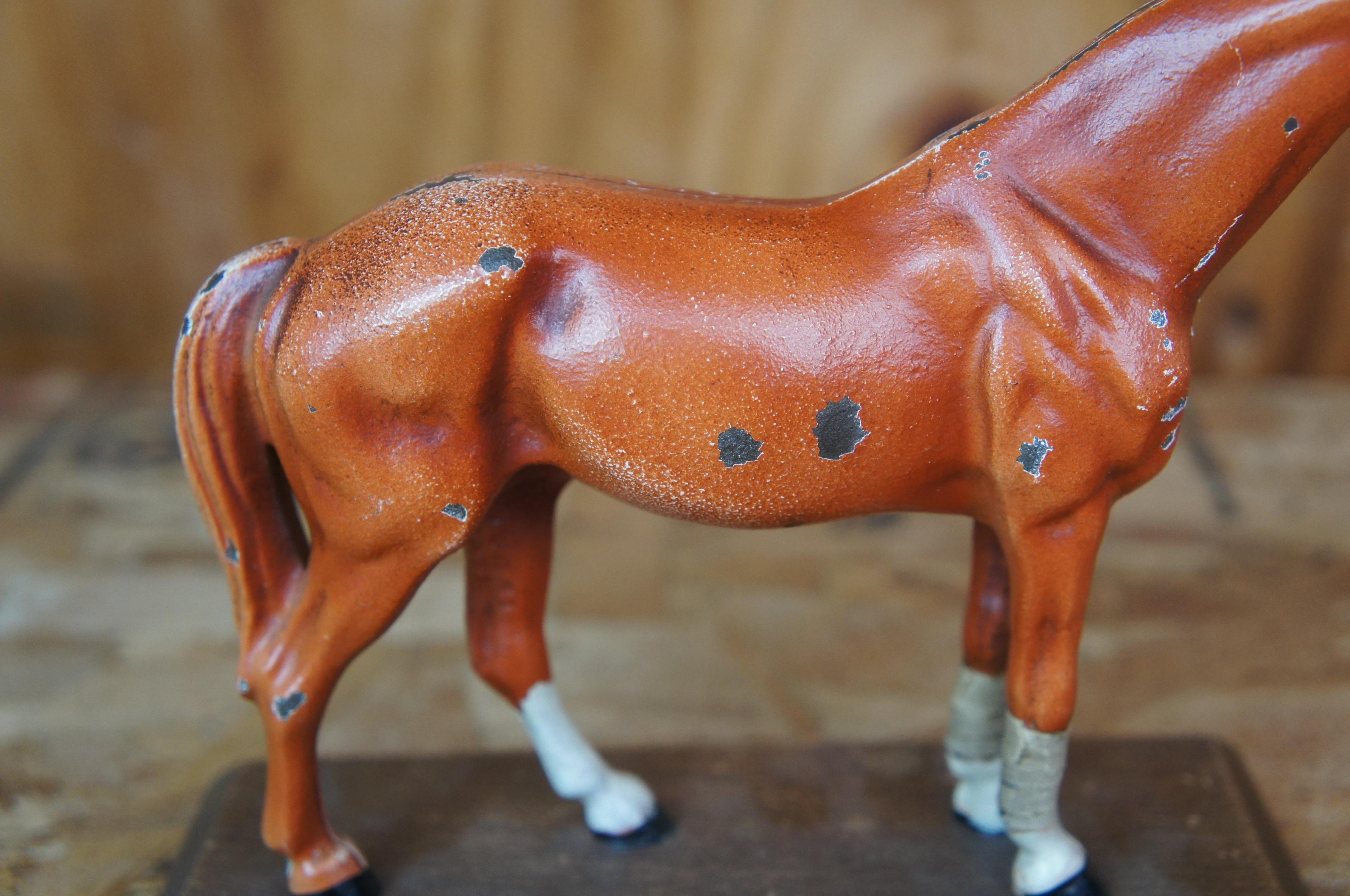 Antique Hubley Painted Cast Iron Equestrian Horse Figurine Paperweight Statue 1