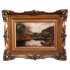 Antique Hudson River School Landscape Painting Signed R. Buchanan, c1890