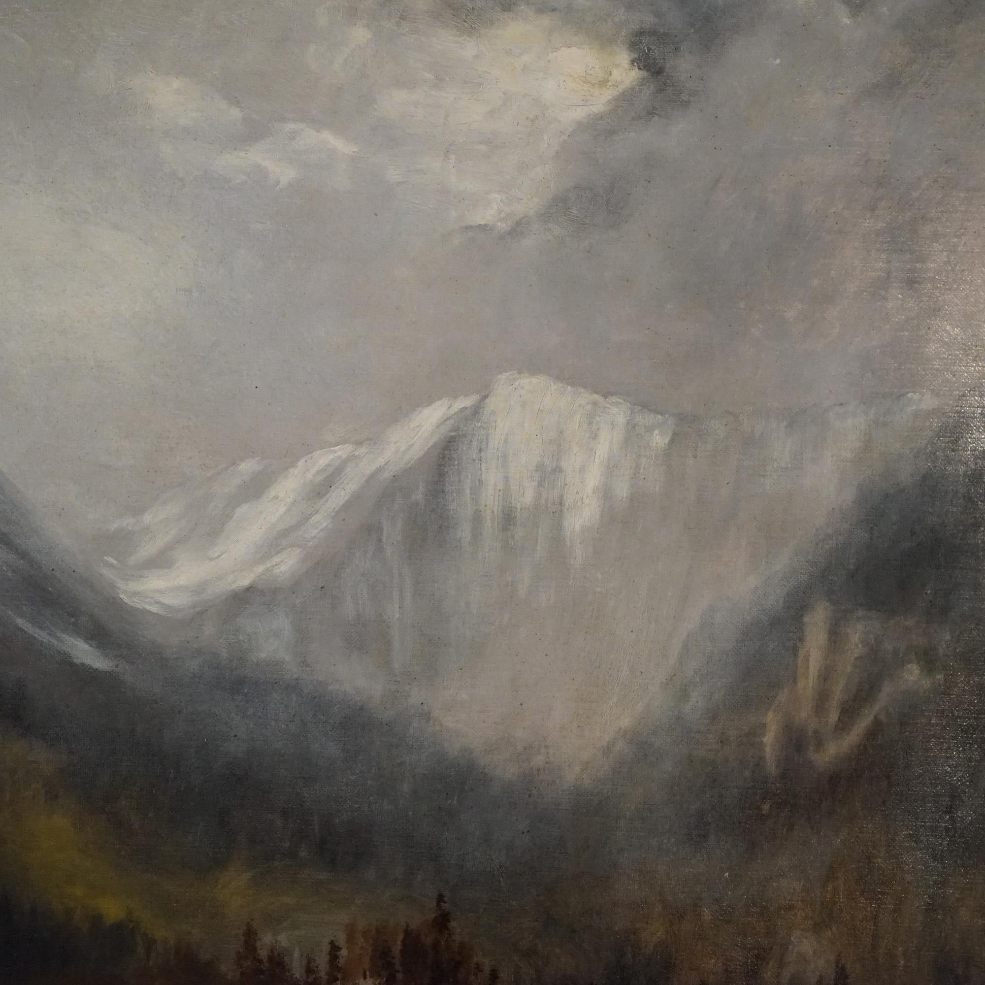 Antique Hudson River School Mountainous Landscape Painting by FA Tabor  C1885 2
