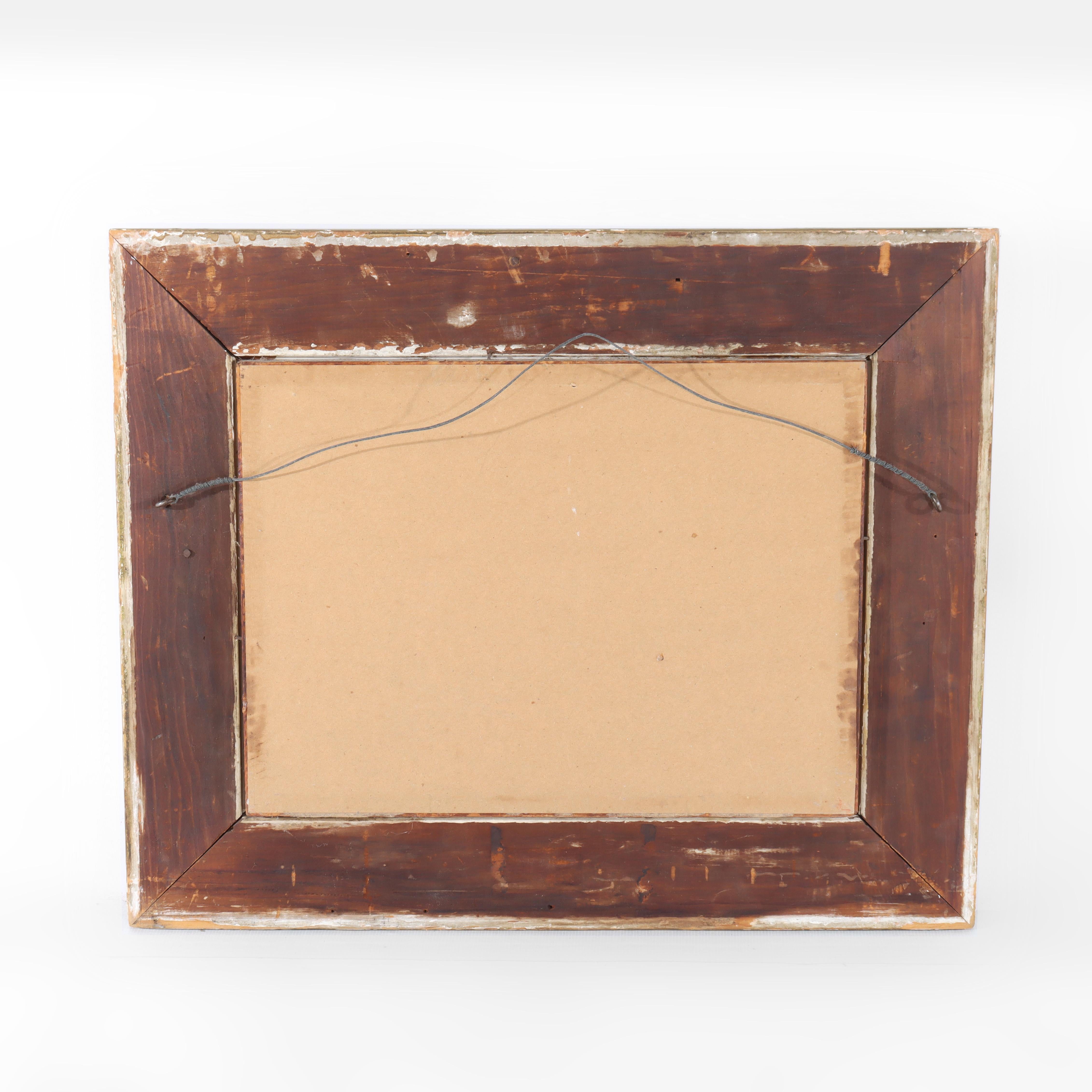 Antike Hudson River School Öl auf Karton Landschaft Gemälde von R Schilling C1890 im Angebot 5