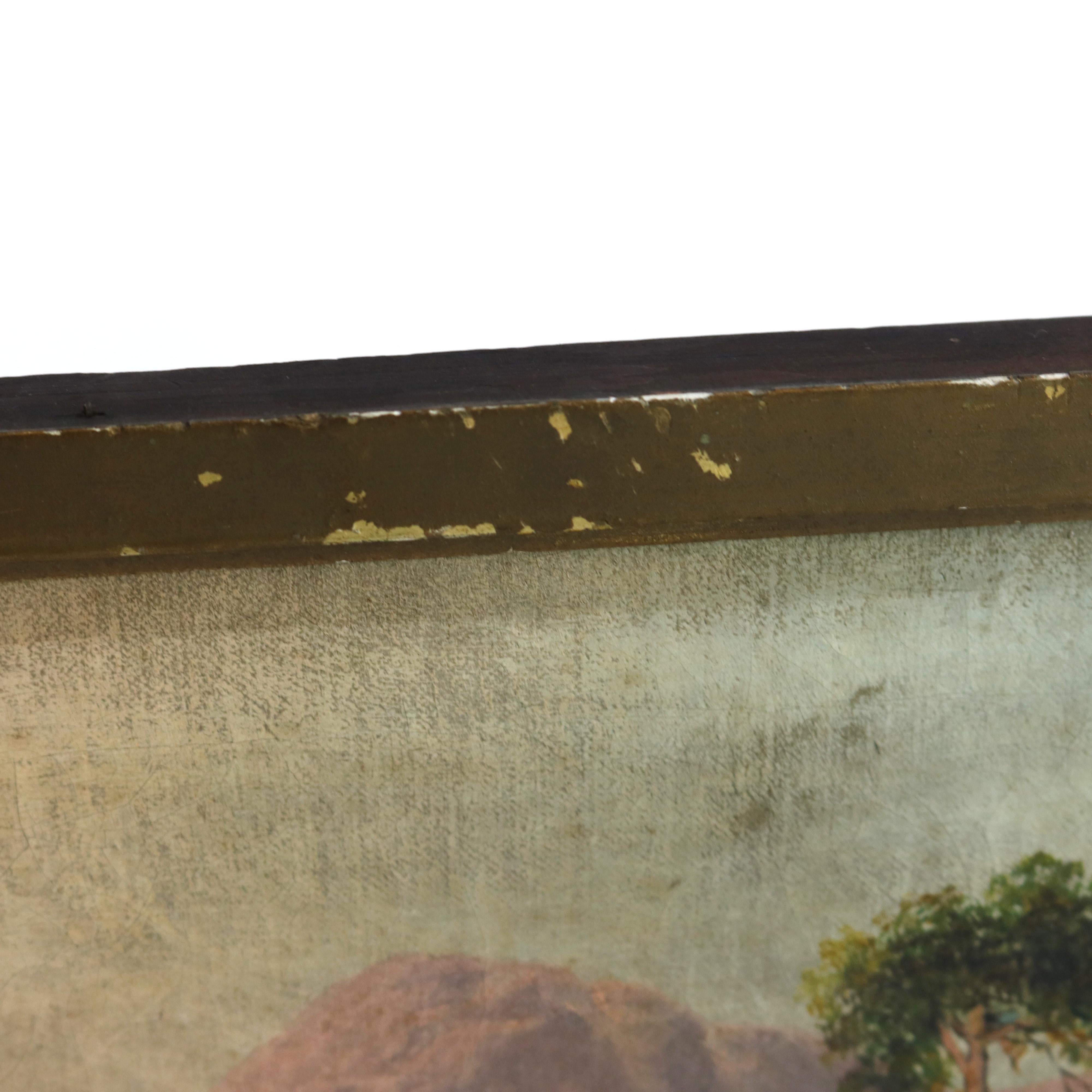 Hand-Painted Antique Hudson River School Oil On Canvas Landscape Painting C1890