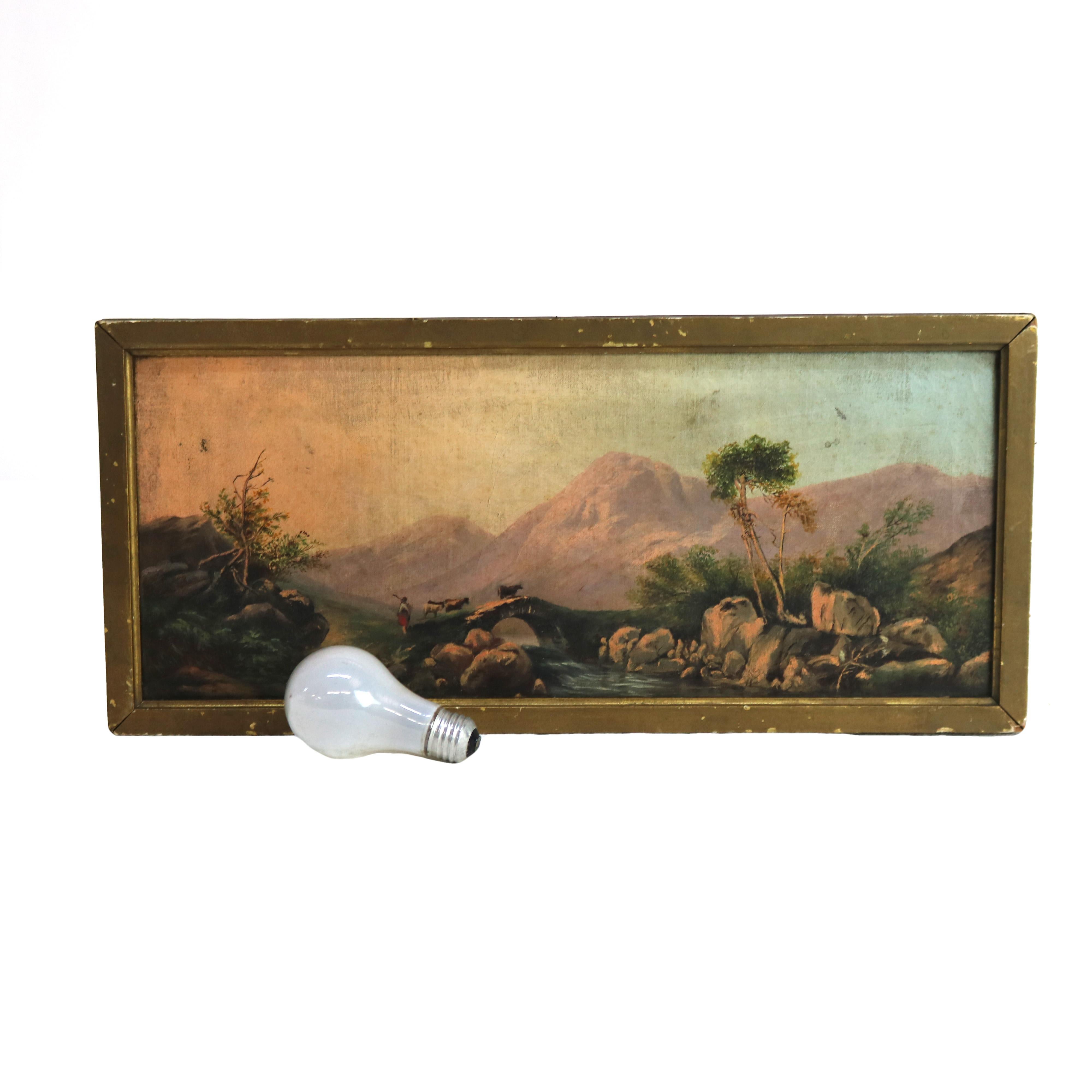 Antique Hudson River School Oil On Canvas Landscape Painting C1890 1