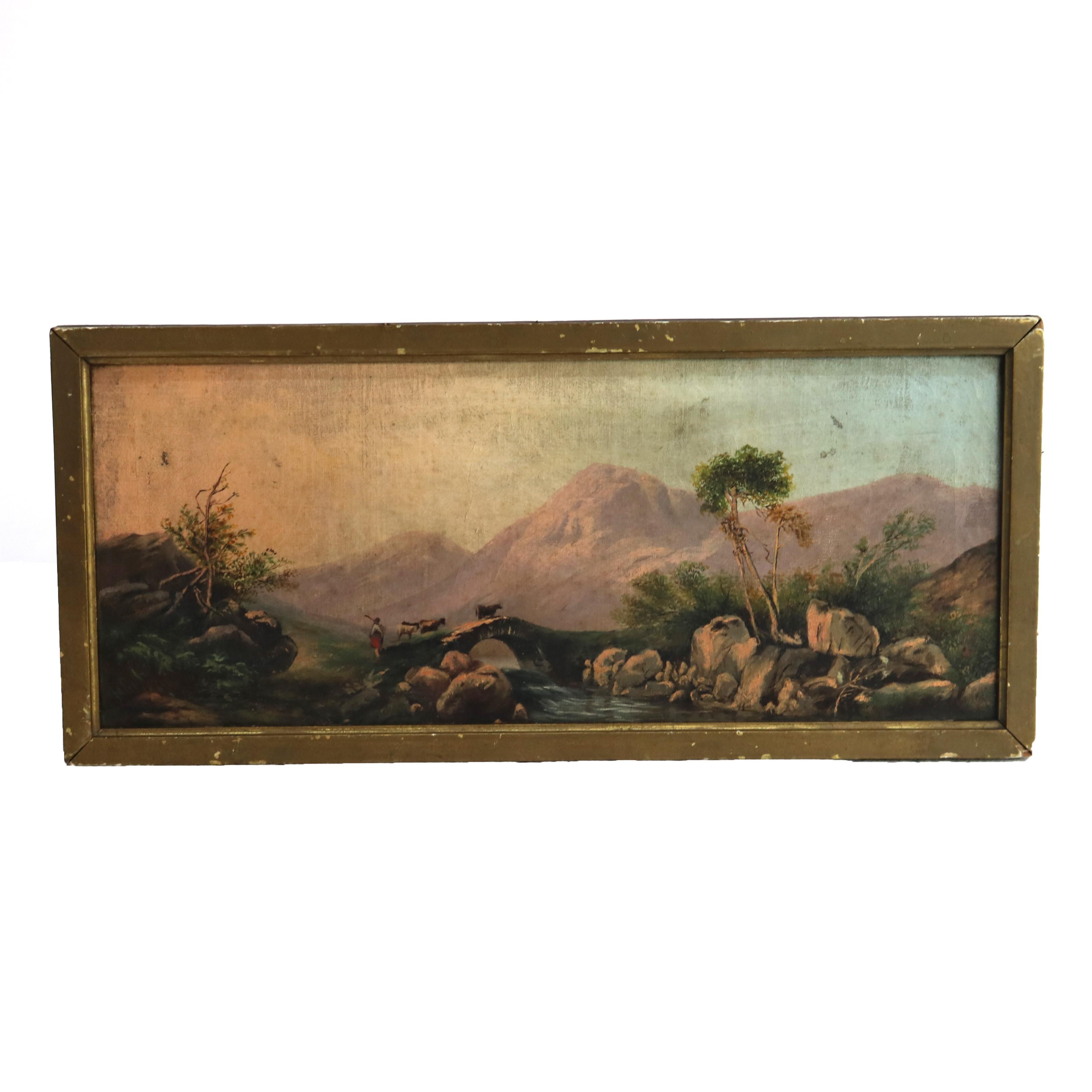 Antique Hudson River School Oil On Canvas Landscape Painting C1890 2