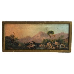 Antique Hudson River School Oil On Canvas Landscape Painting C1890