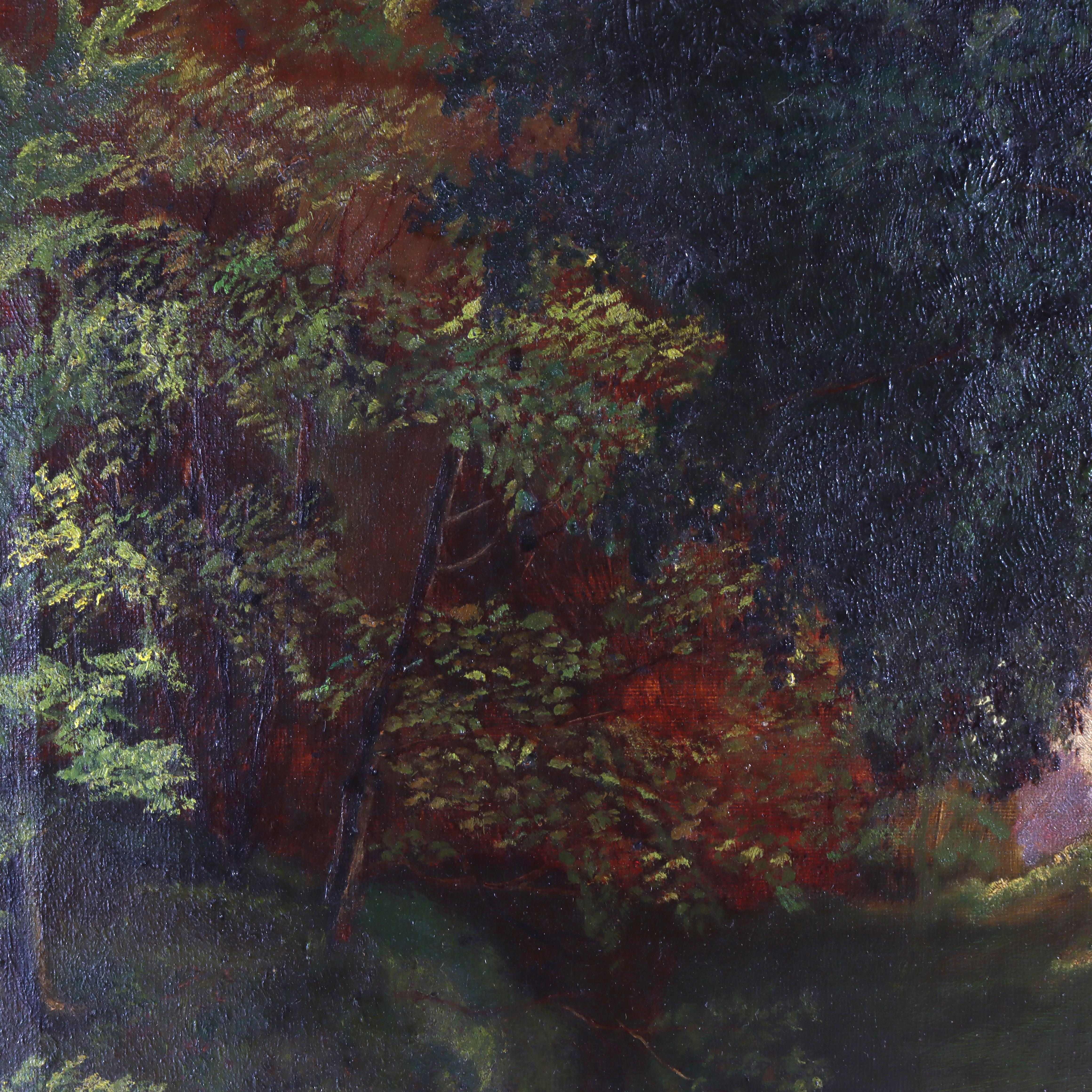 Antike Hudson River School Öl auf Leinwand Landschaftsgemälde c1900 (20. Jahrhundert) im Angebot