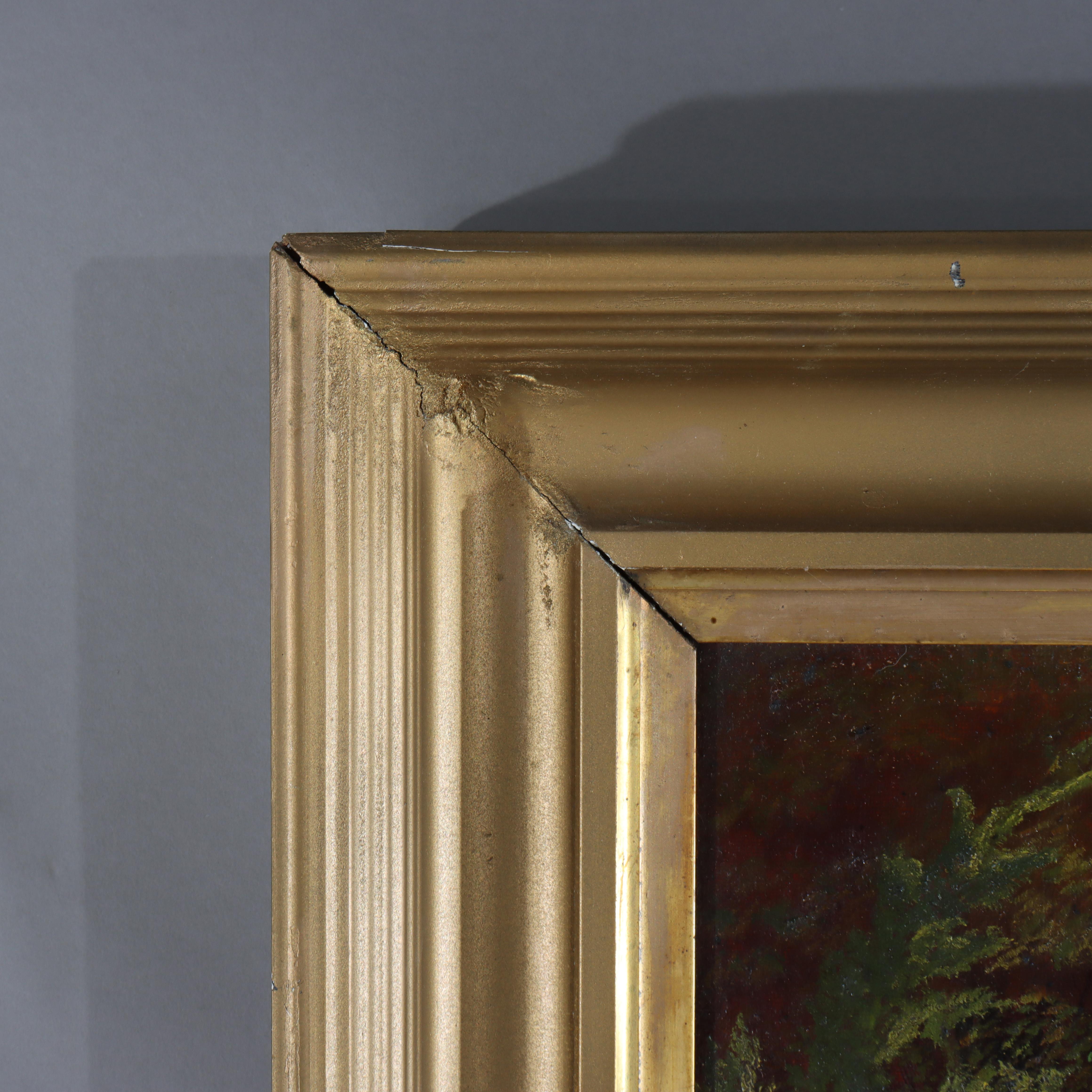 Antike Hudson River School Öl auf Leinwand Landschaftsgemälde c1900 im Angebot 2