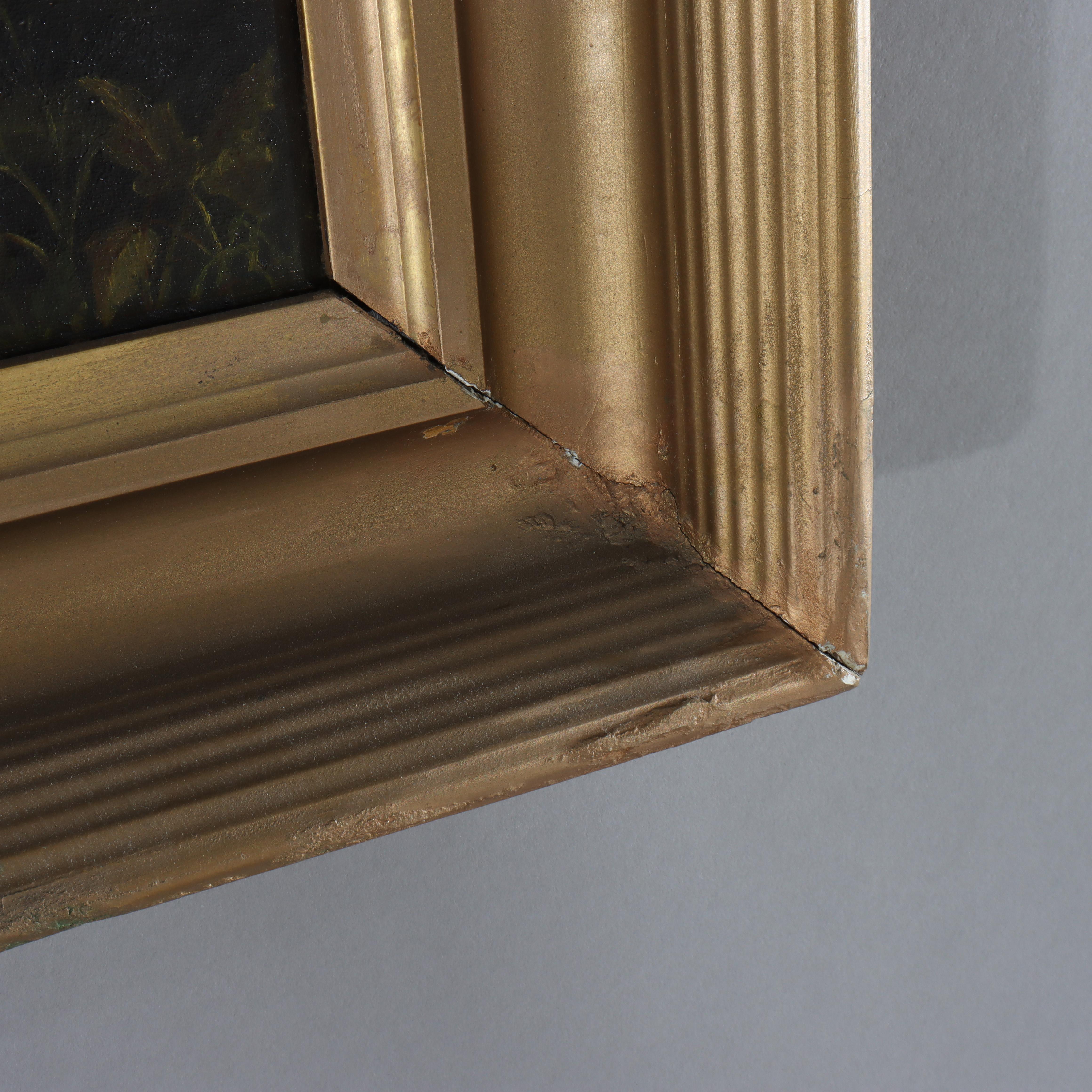 Antike Hudson River School Öl auf Leinwand Landschaftsgemälde c1900 im Angebot 4