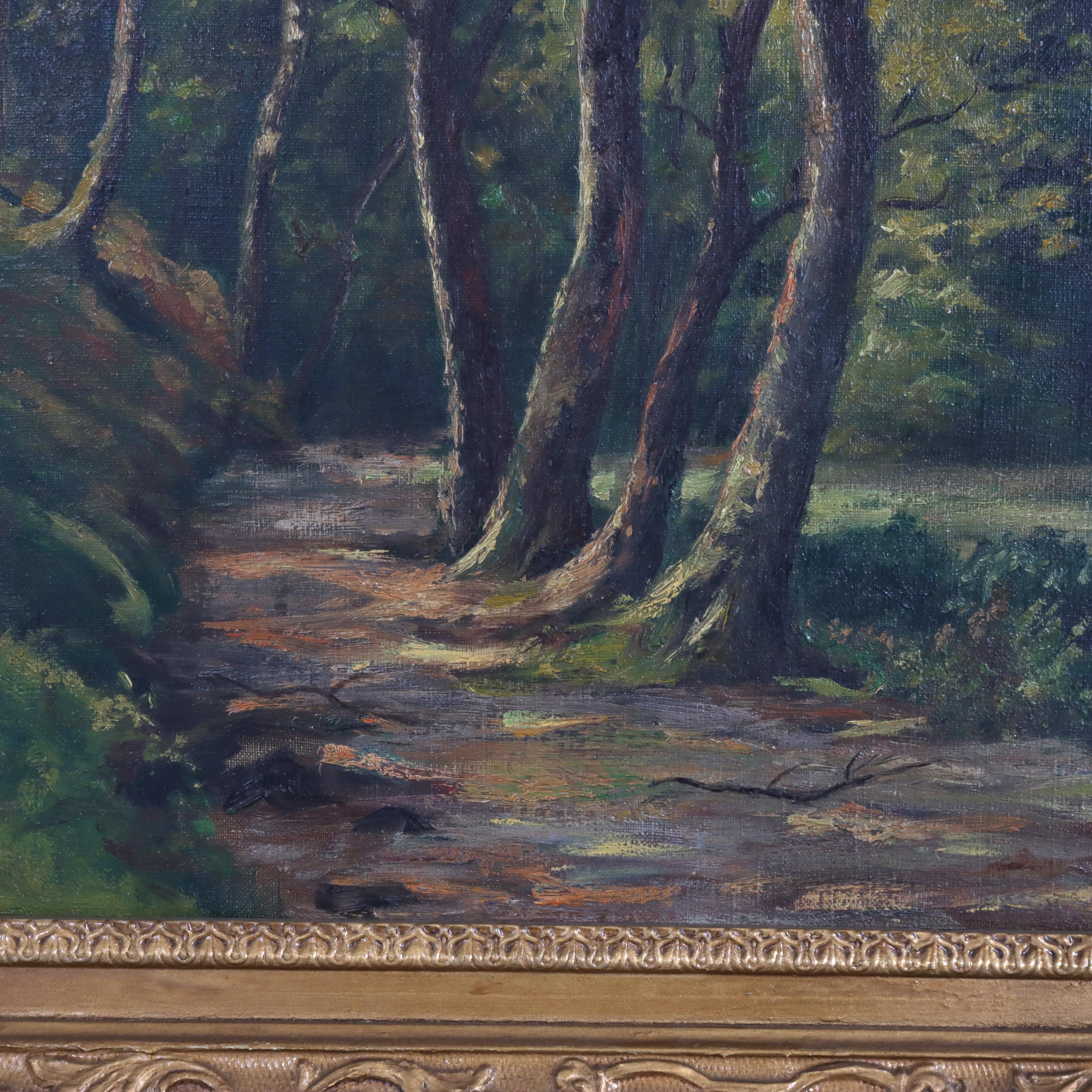Huile sur toile ancienne de l'école de la rivière Hudson Paysage signé C1900

Mesures - 25