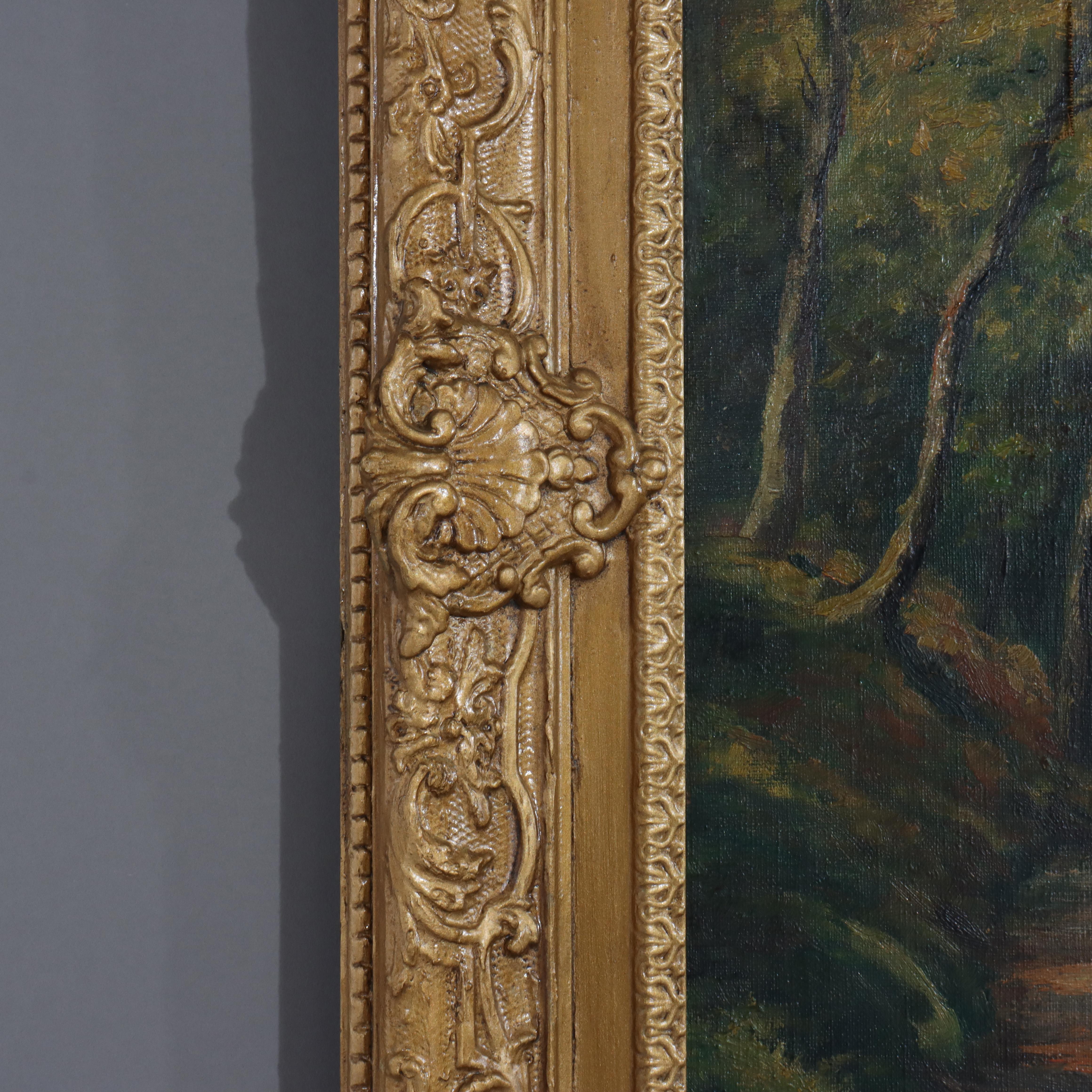 Toile Huile sur toile ancienne de l'école de la rivière Hudson Paysage signé C1900 en vente